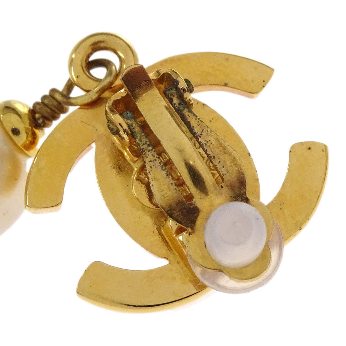 Chanel Turnlock Small Costume Pearl Dangle Clip - On Earrings 97P