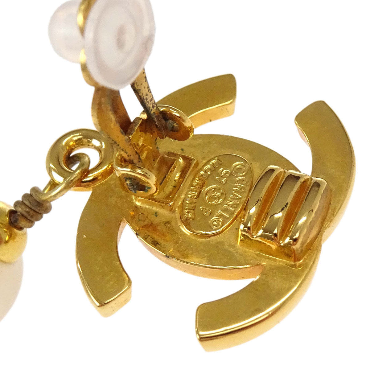 Chanel Turnlock Small Costume Pearl Dangle Clip - On Earrings 97P