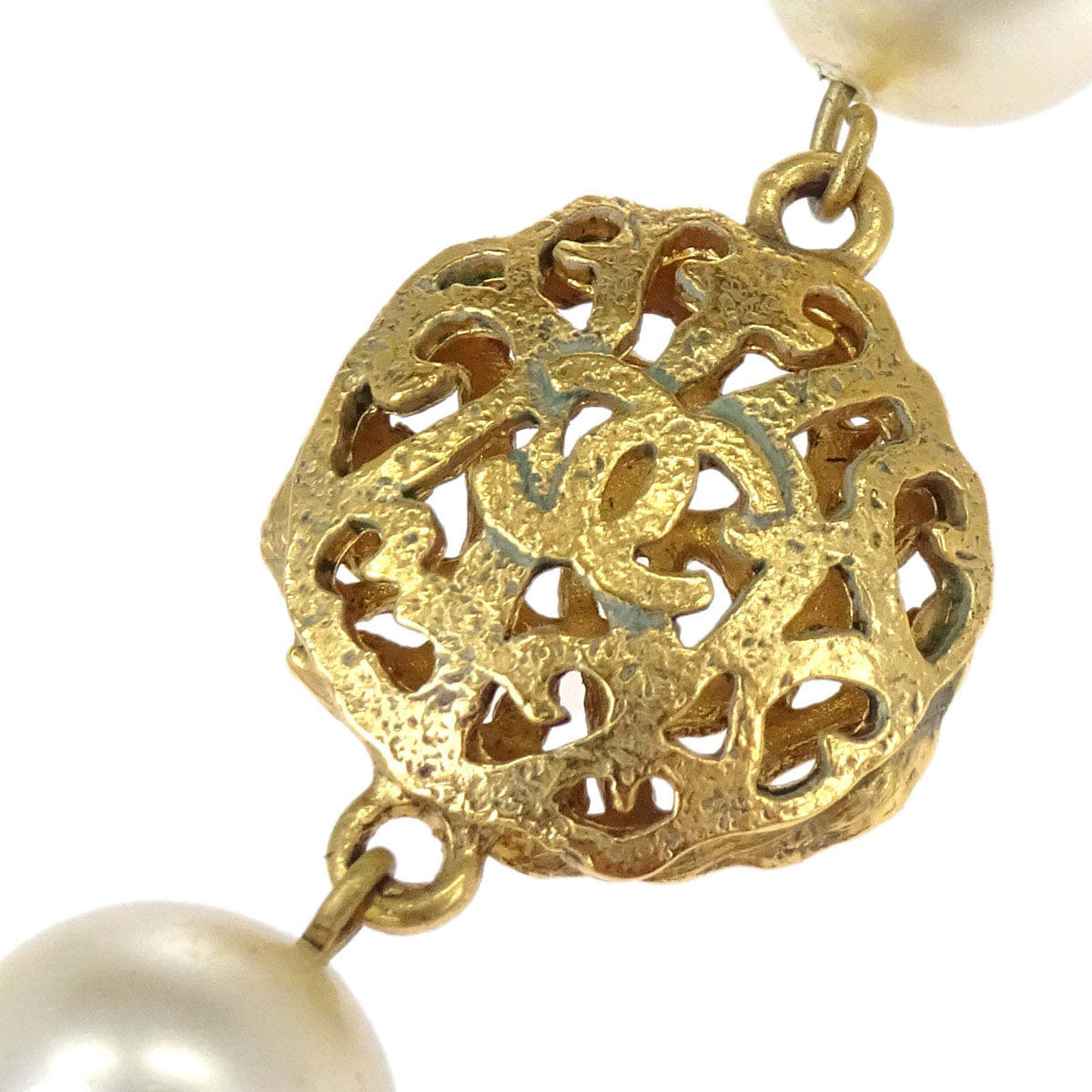 Chanel Chain Necklace Gold Costume Pearl 25