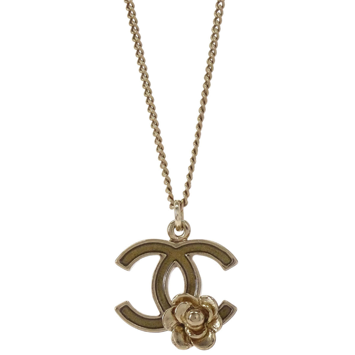 Chanel Gold CC Flower Pendant Necklace 07P