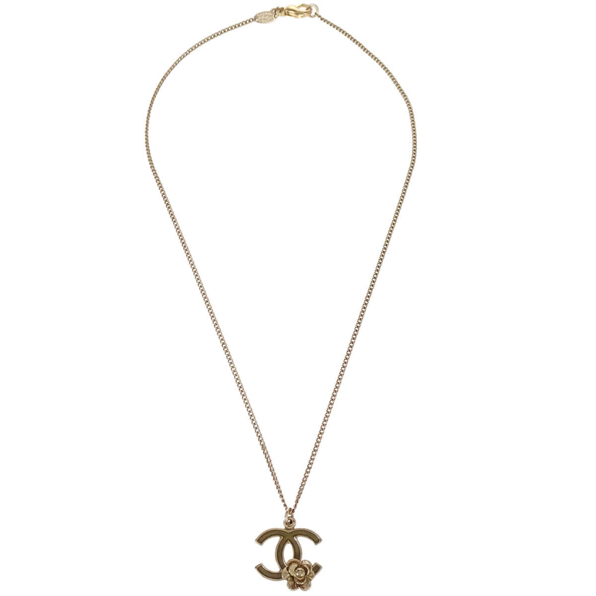 Chanel Gold CC Flower Pendant Necklace 07P