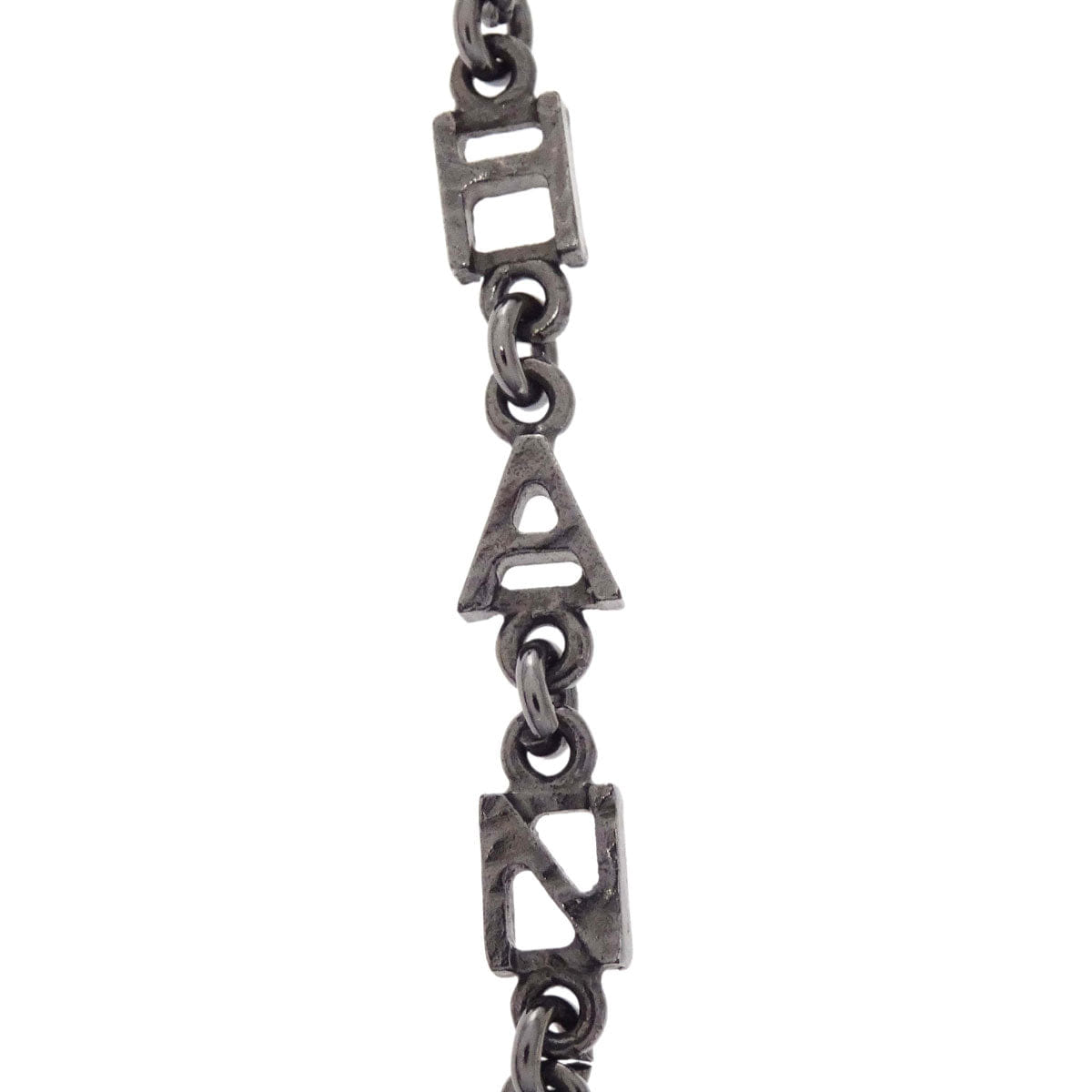 Chanel Black Beads Chain Necklace Silver 08A