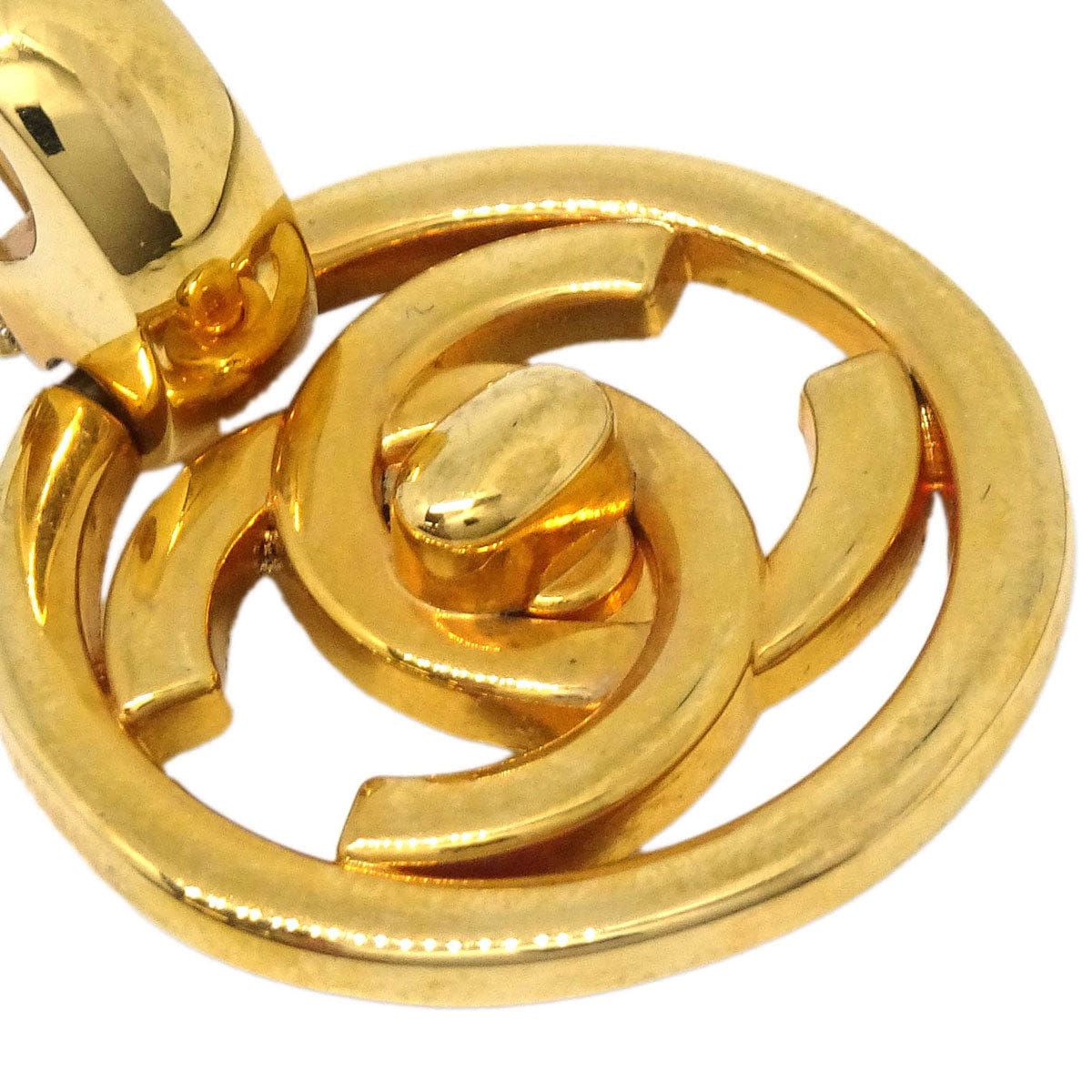 Chanel Dangle Turnlock Clip - On Earrings Gold 97P