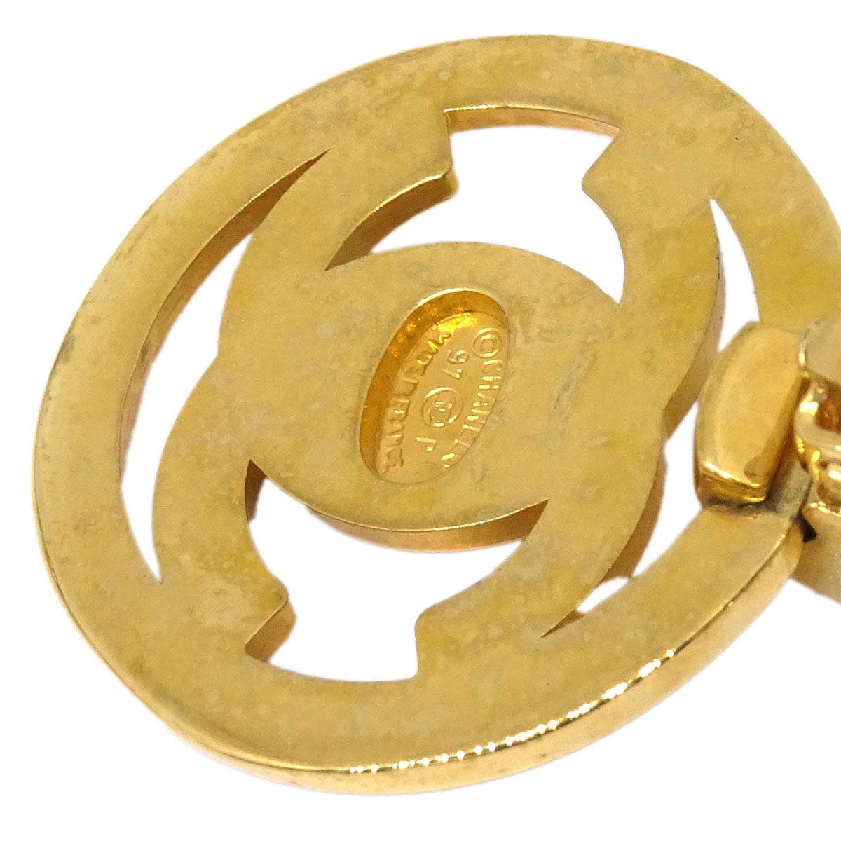 Chanel Dangle Turnlock Clip - On Earrings Gold 97P