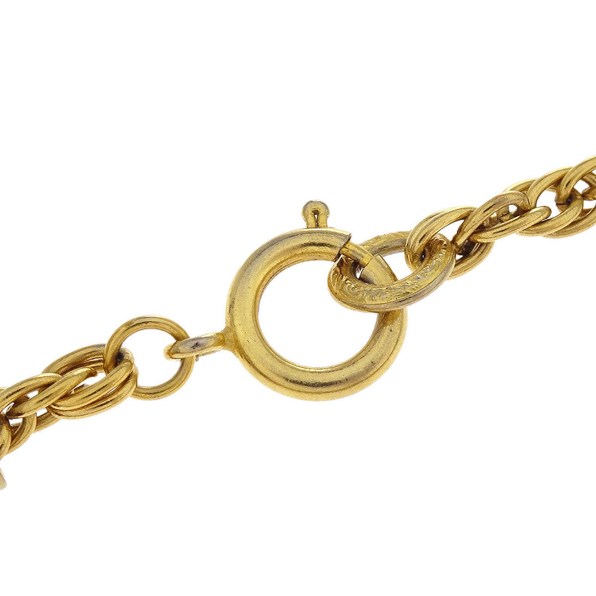 Chanel CC Chain Pendant Necklace Gold Rhinestone