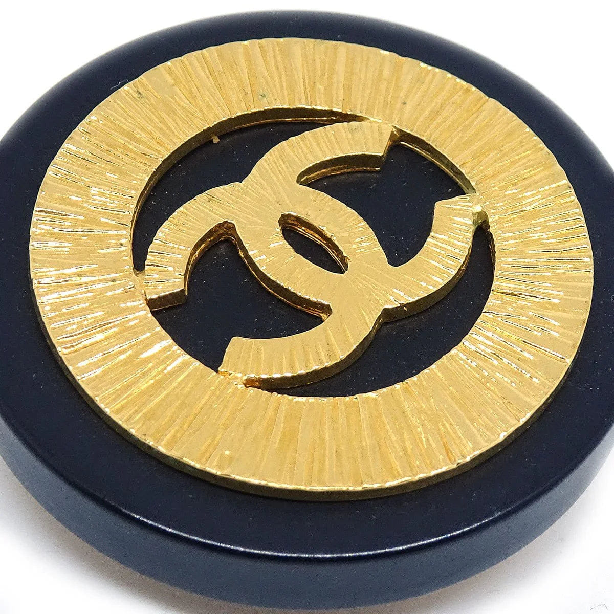 Chanel 1994 Button Earrings Black Clip - On 29