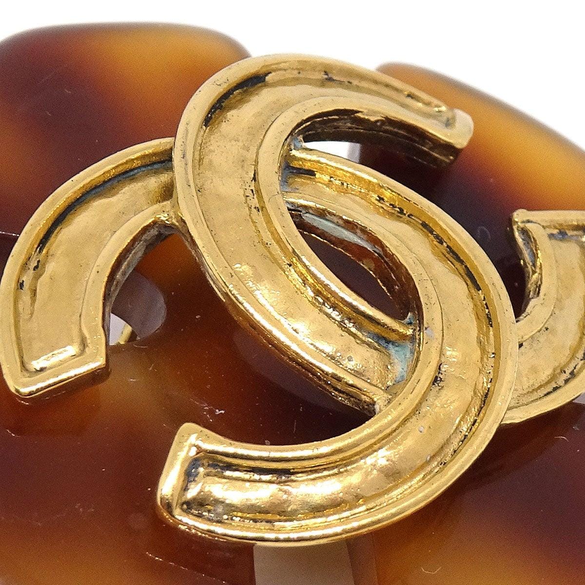 Chanel 1994 Tortoiseshell Earrings Clip - On Brown