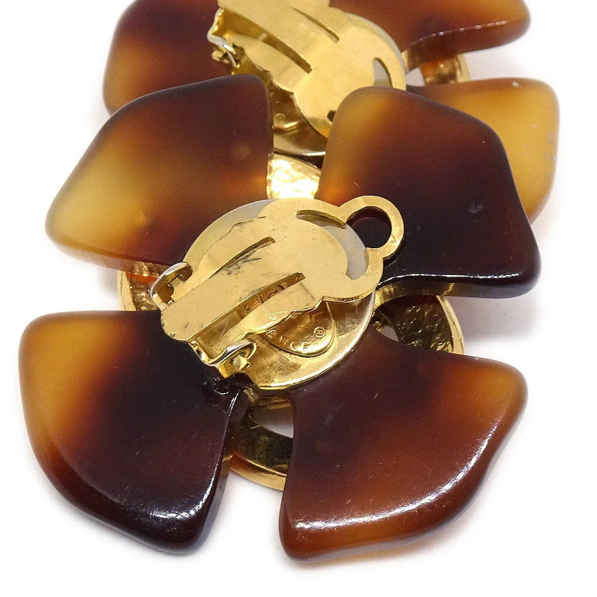 Chanel 1994 Tortoiseshell Earrings Clip - On Brown