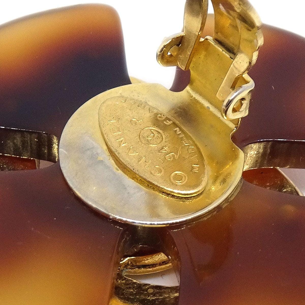 Chanel 1994 Tortoiseshell Earrings Clip - On Brown