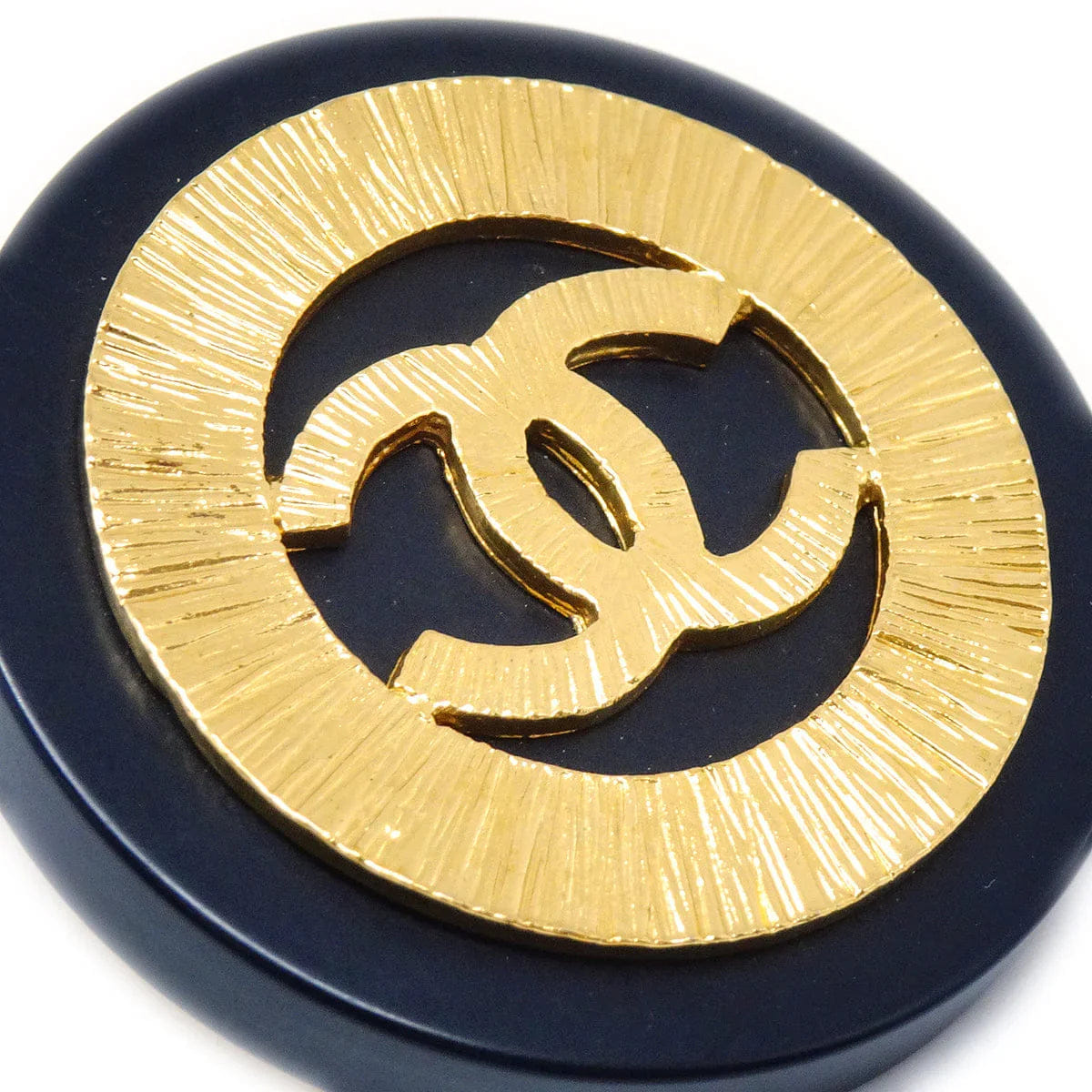 Chanel Huge Button Earrings Black Clip - On 29