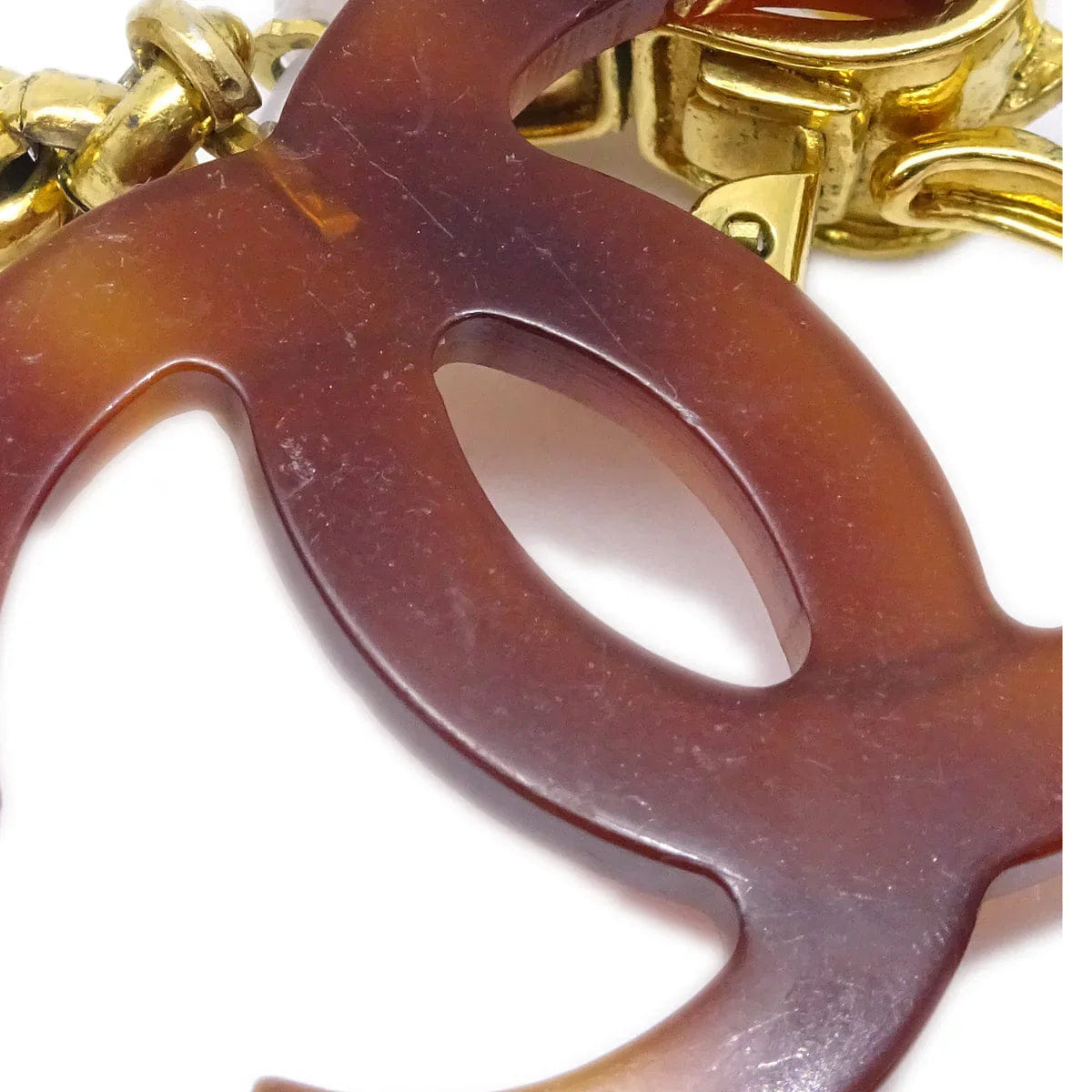 Chanel CC Dangle Earrings Gold Clip - On Brown 94P