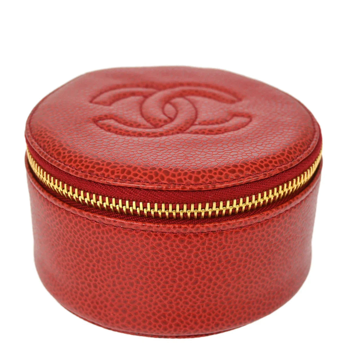 Chanel 1991 - 1994 Red Caviar Jewelry Case Pouch