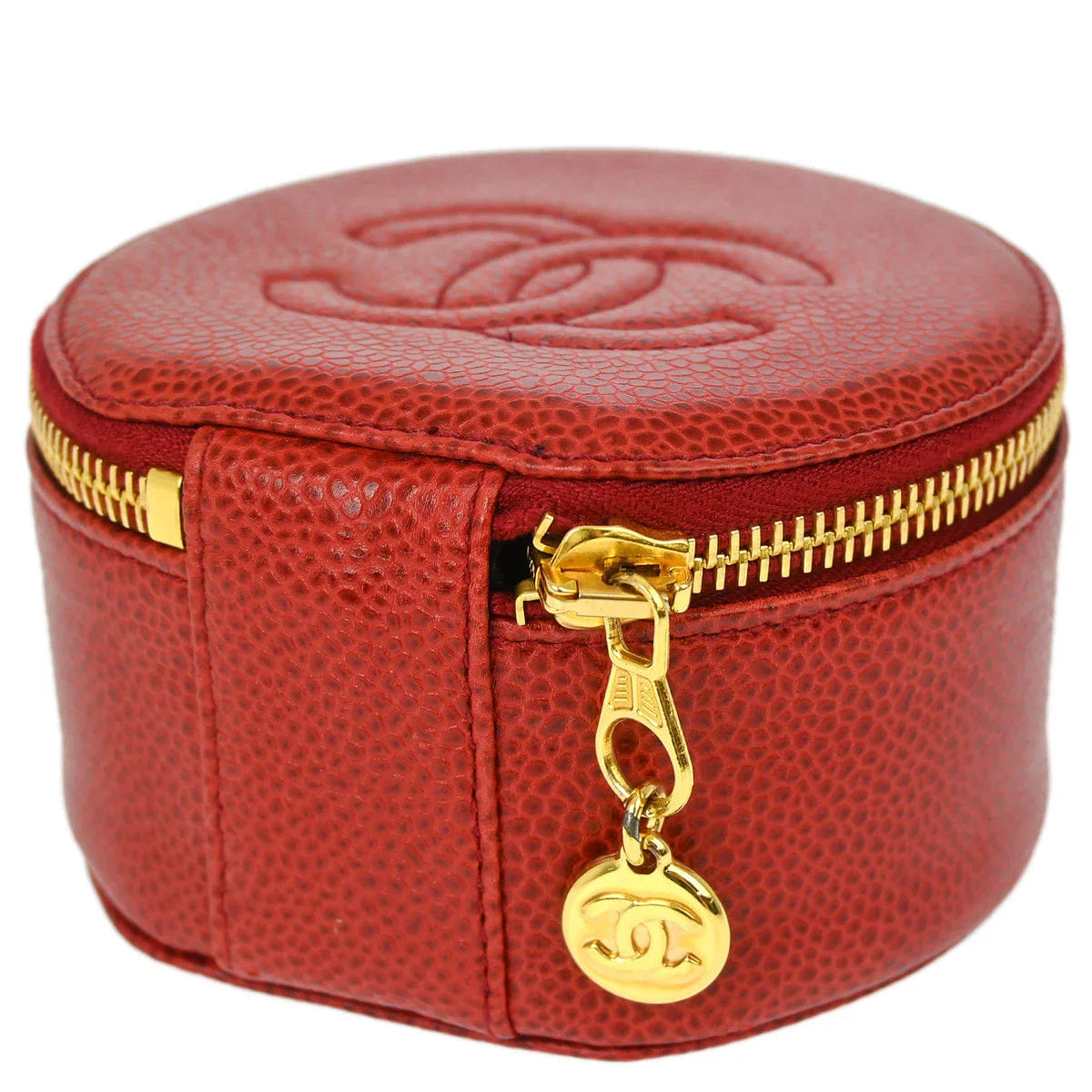 Chanel 1991 - 1994 Red Caviar Jewelry Case Pouch