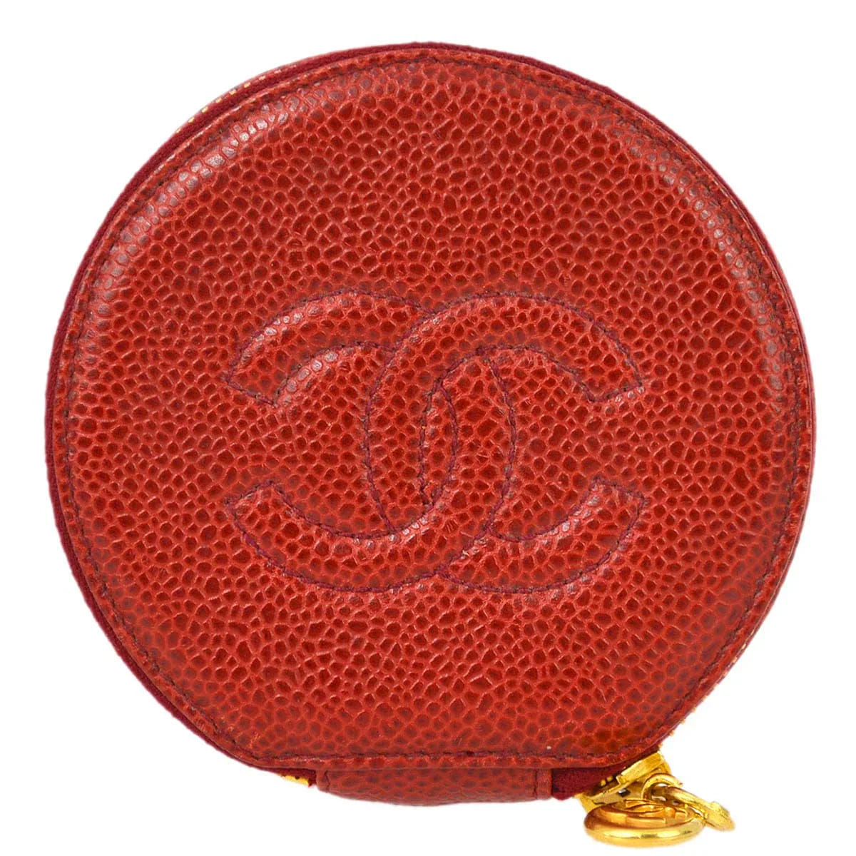 Chanel 1991 - 1994 Red Caviar Jewelry Case Pouch Bag