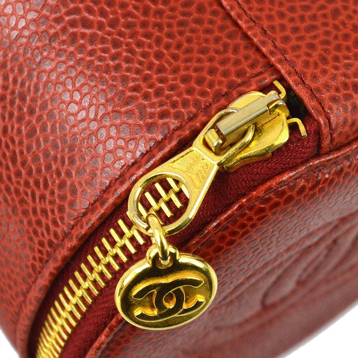Chanel 1991 - 1994 Red Caviar Jewelry Case Pouch Bag