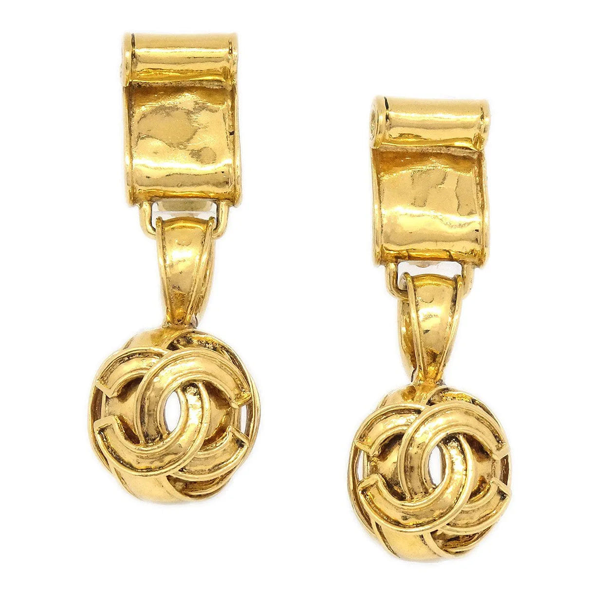 Chanel 1994 Dangling Clip - On Earrings Gold