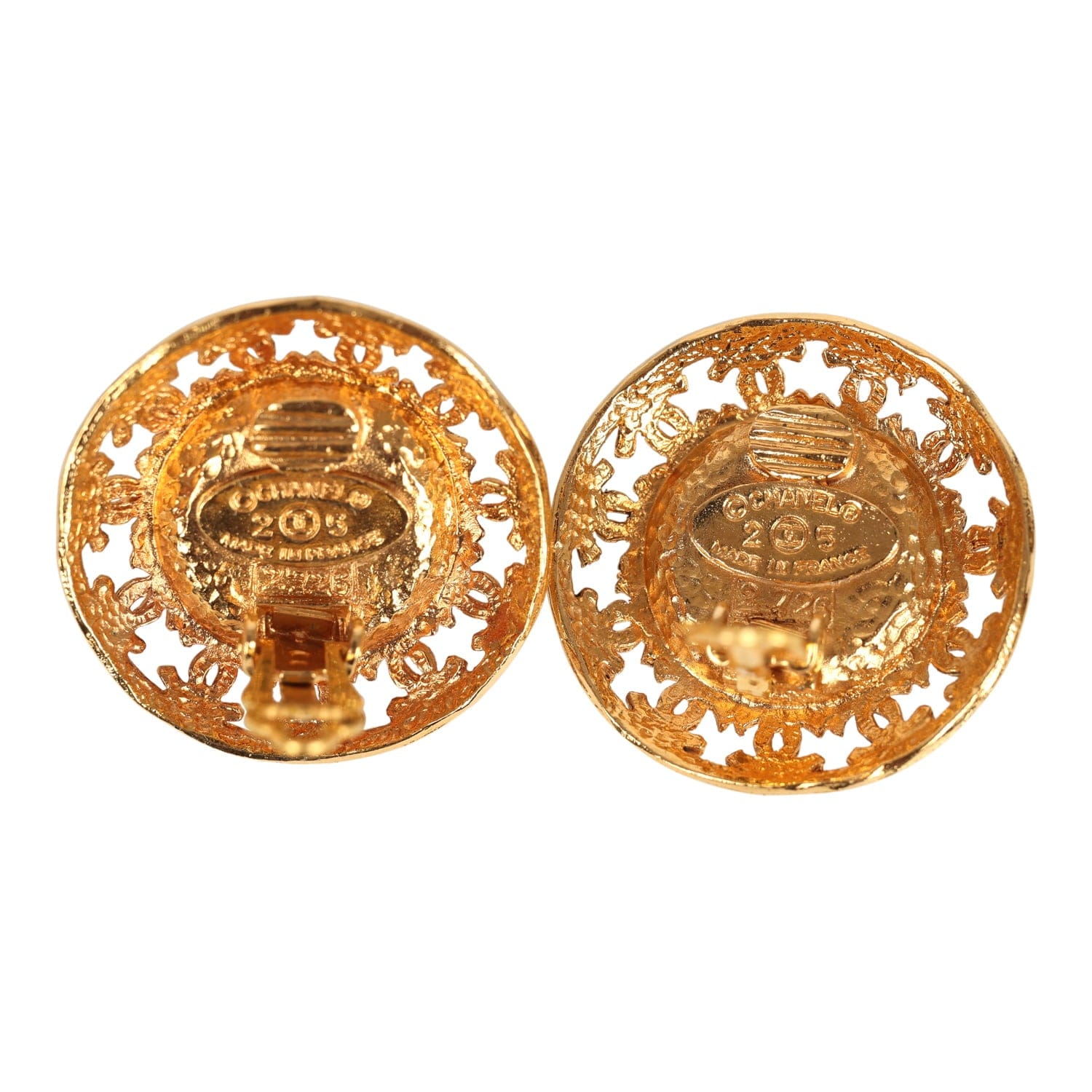 Chanel Vintage Chanel Round Gripoix Earrings Green Gold Plated Hardware
