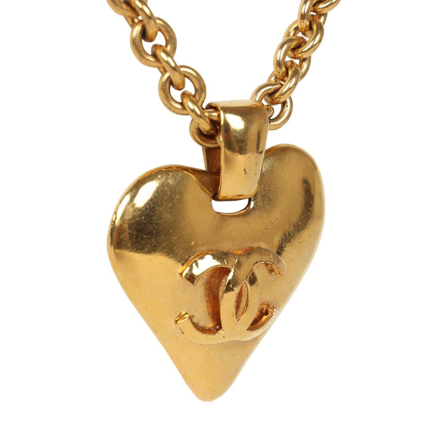 Chanel Vintage Chanel 24K Gold Plated Gold CC Heart Pendant Necklace