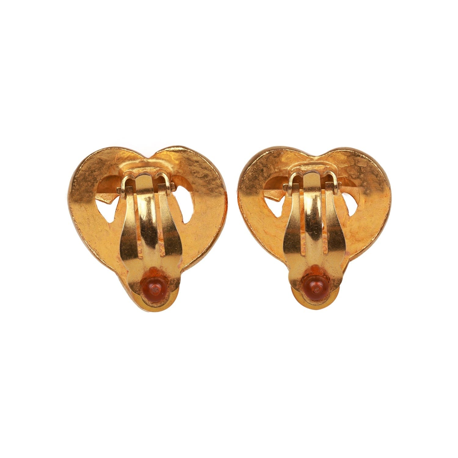 Chanel Vintage Chanel 24K Gold Plated CC Heart Earrings