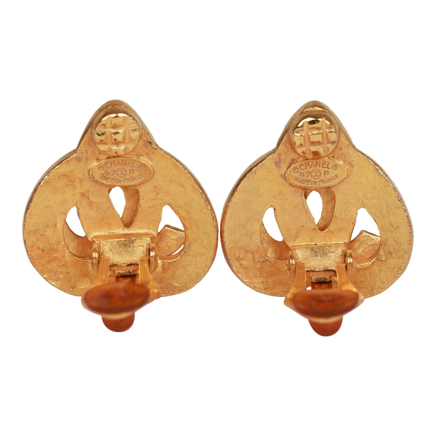 Chanel Vintage Chanel 24K Gold Plated CC Heart Earrings