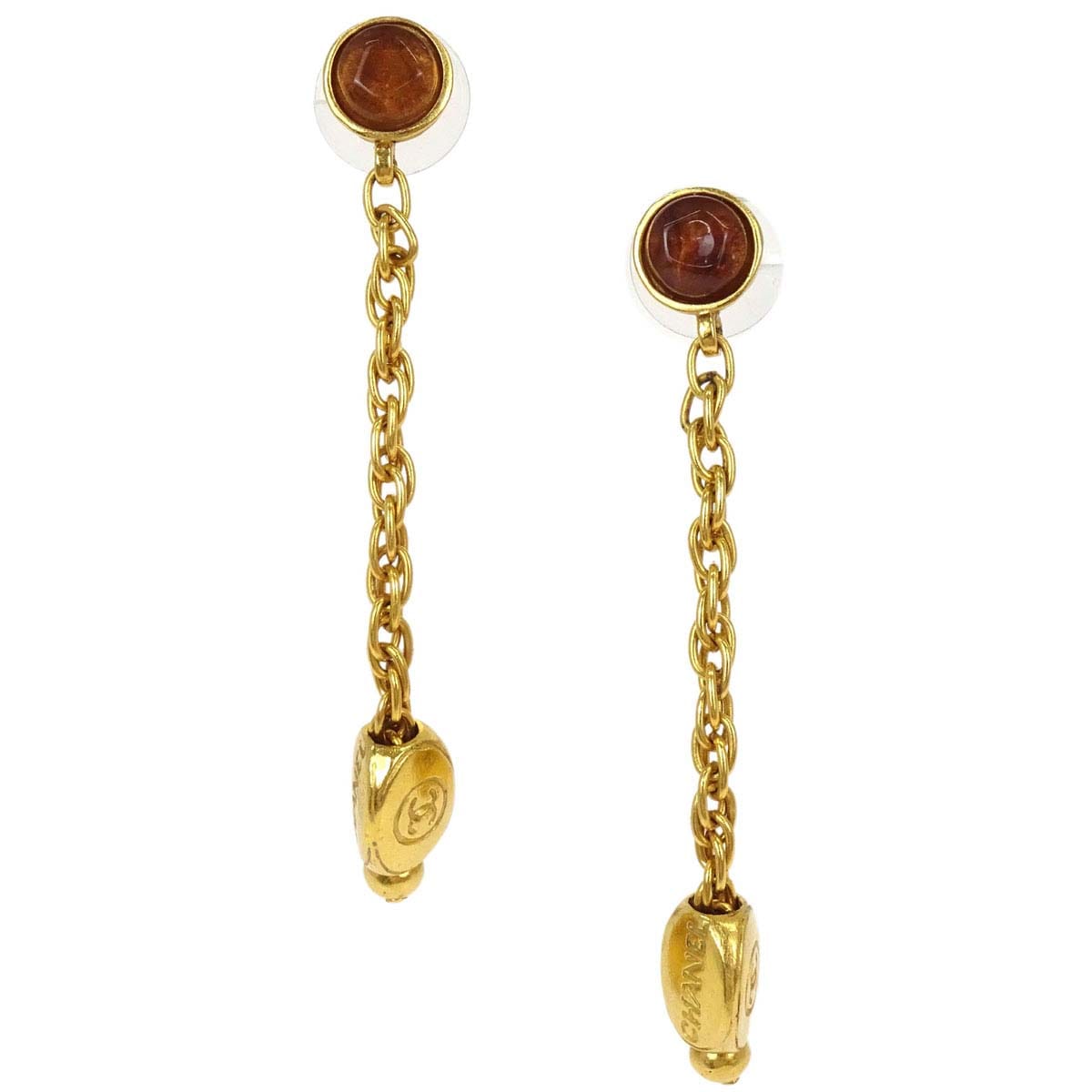 Chanel Dangle Pierced Earrings Gripoix Gold 99A