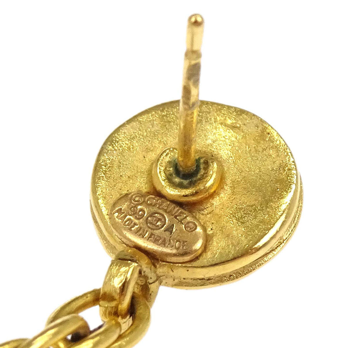Chanel Dangle Pierced Earrings Gripoix Gold 99A
