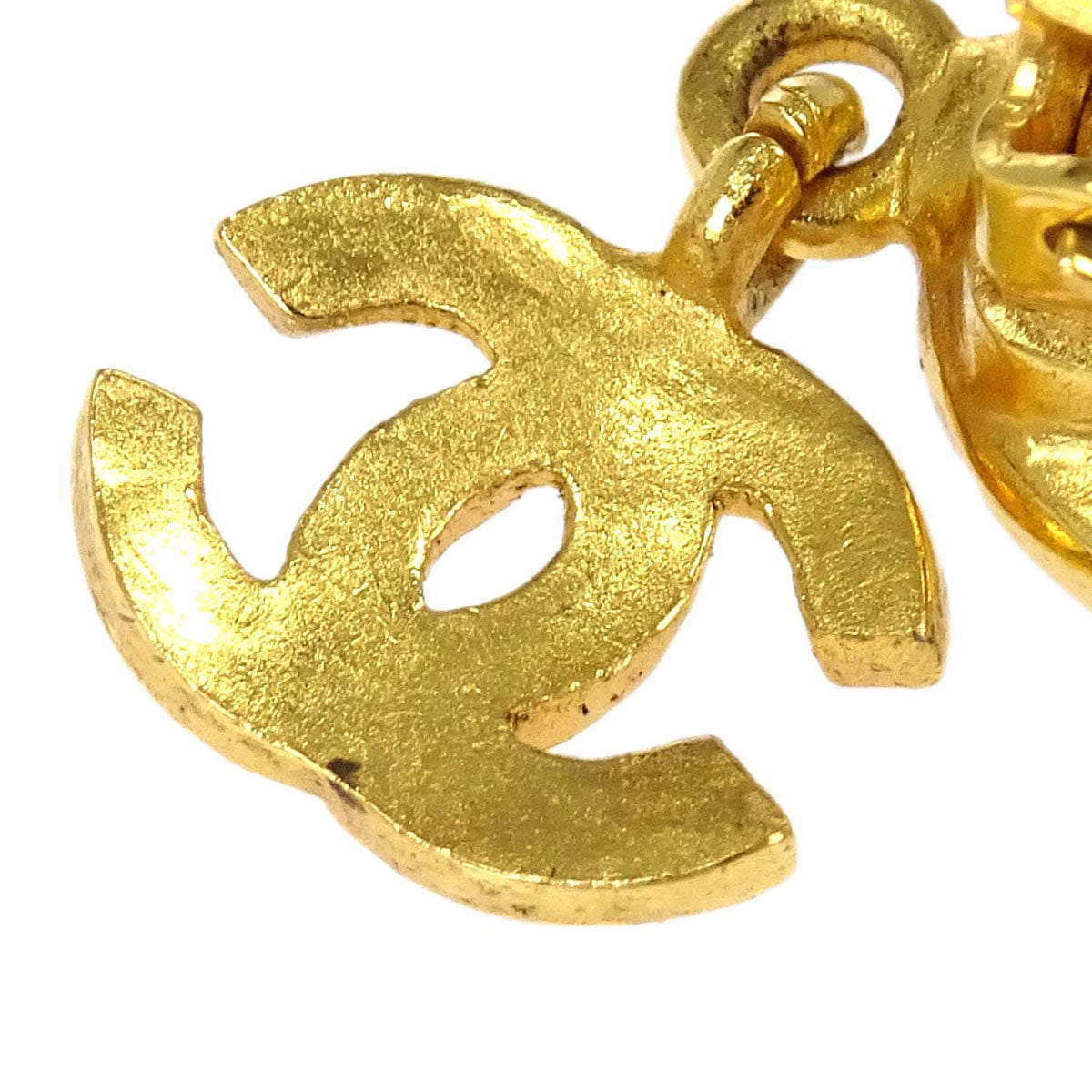 Chanel Dangle CC Oval Clip - On Earrings Gold Tiger's Eye 95A