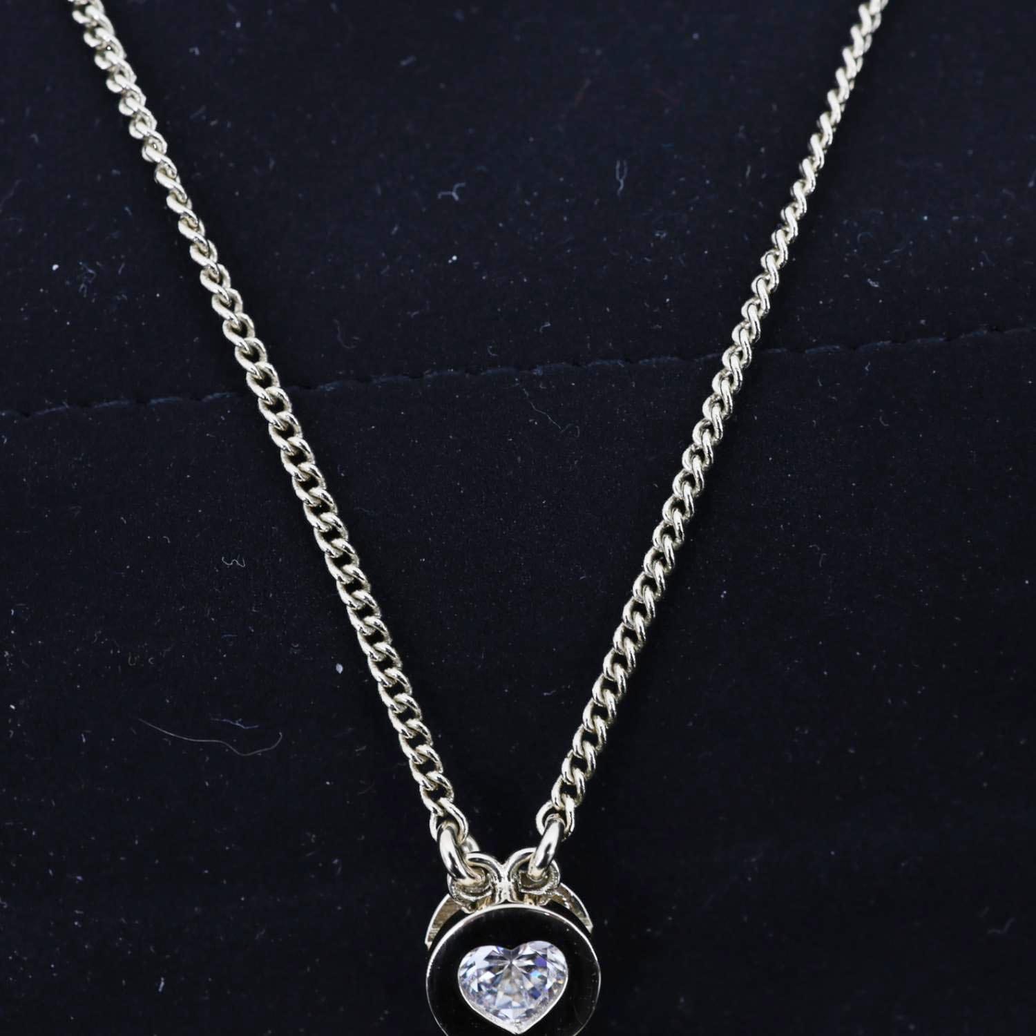 CHANEL Pave Crystal CC Logo Metal Necklace Gold