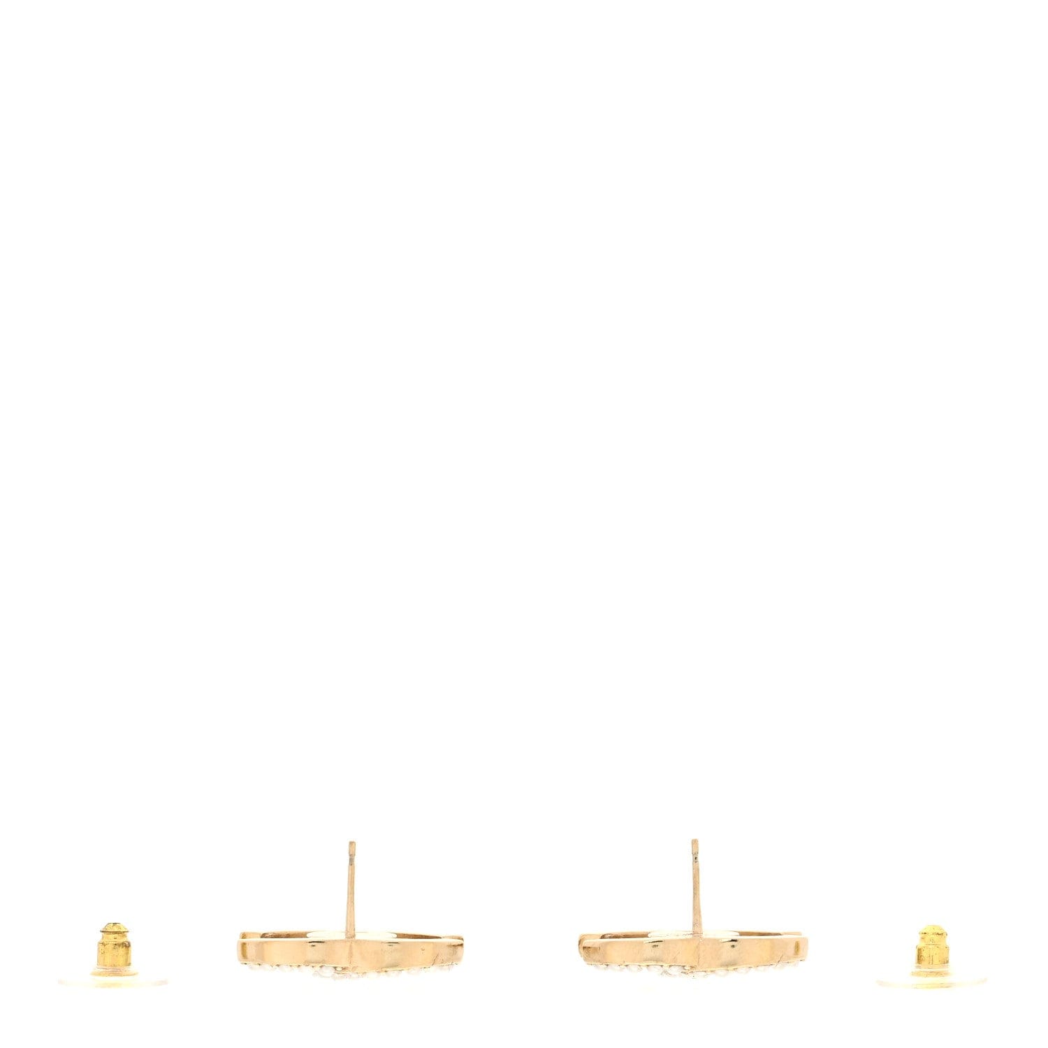 Chanel Pearl Marquise Crystal CC Earrings Gold White
