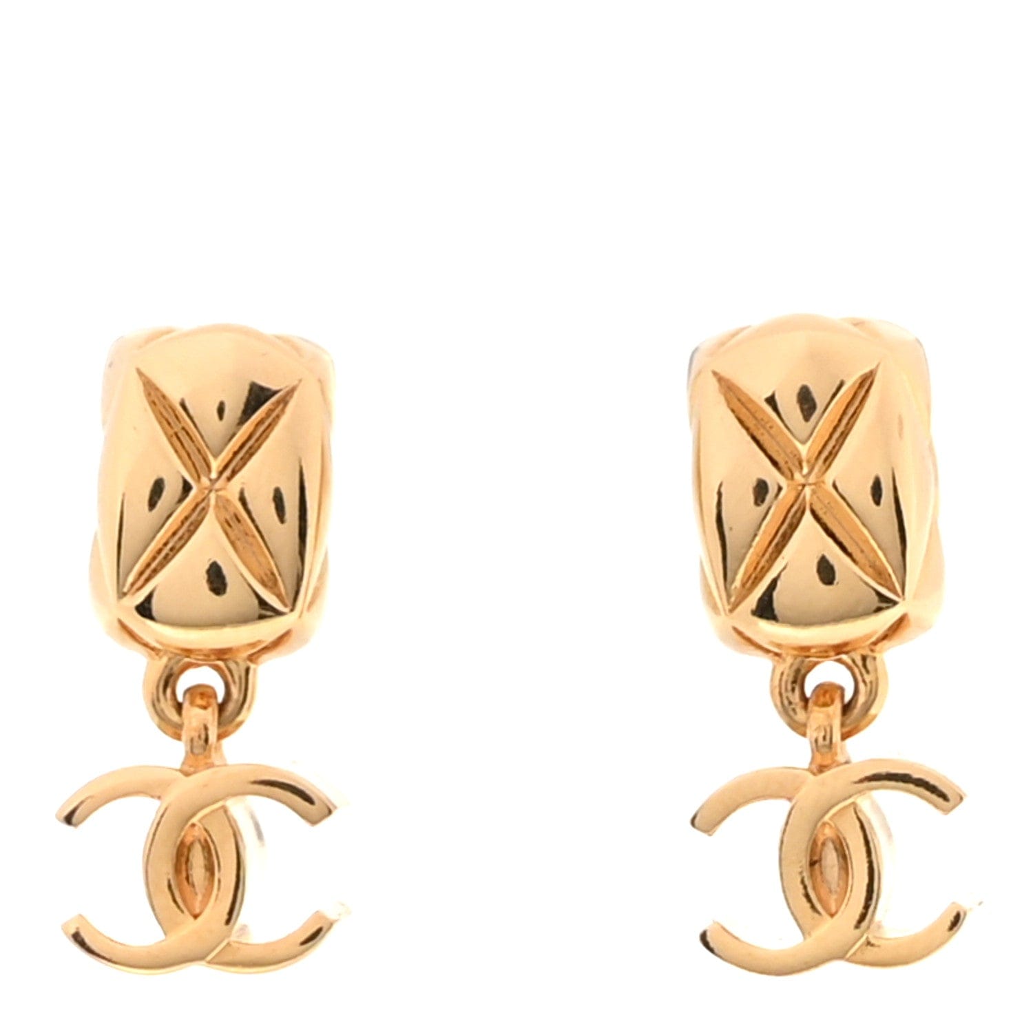 Chanel Metal CC Drop Earrings Gold