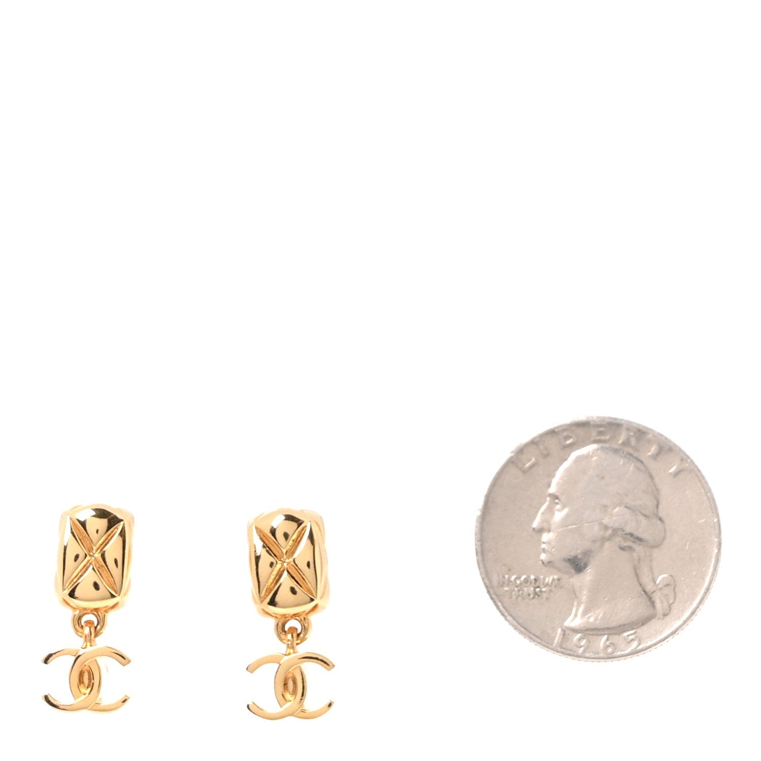 Chanel Metal CC Drop Earrings Gold