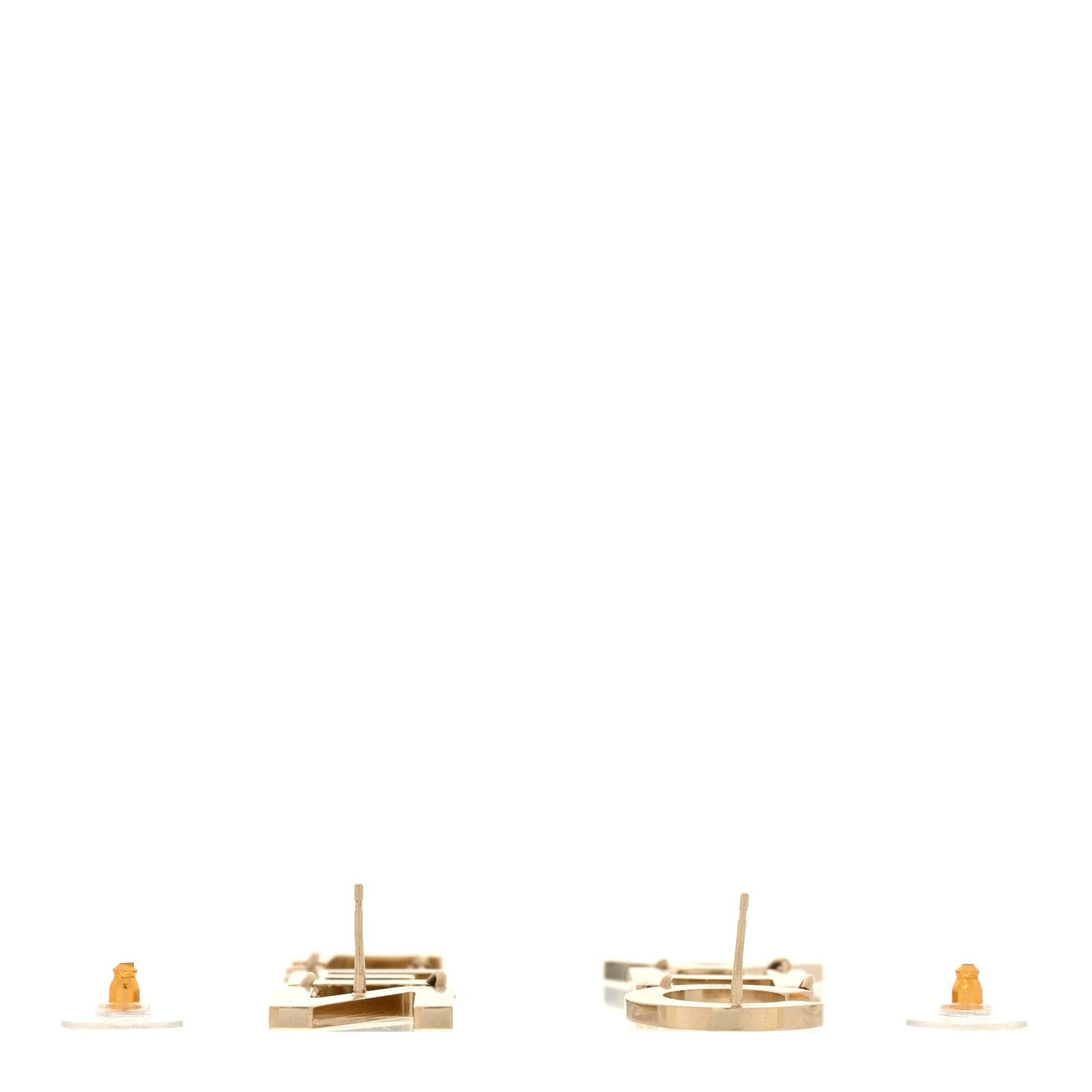 Chanel Metal Cha - Nel Logo Drop Earrings Gold