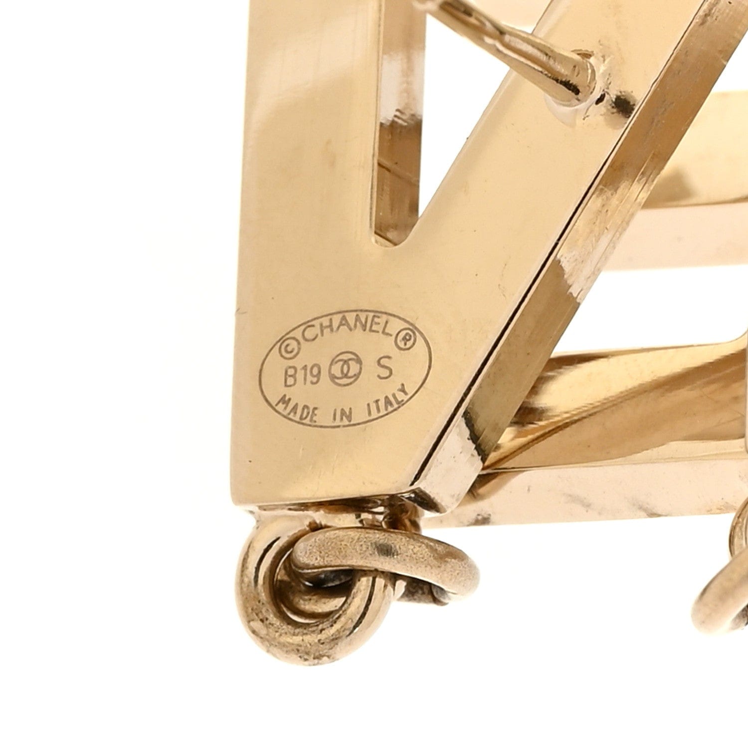 Chanel Metal Cha - Nel Logo Drop Earrings Gold