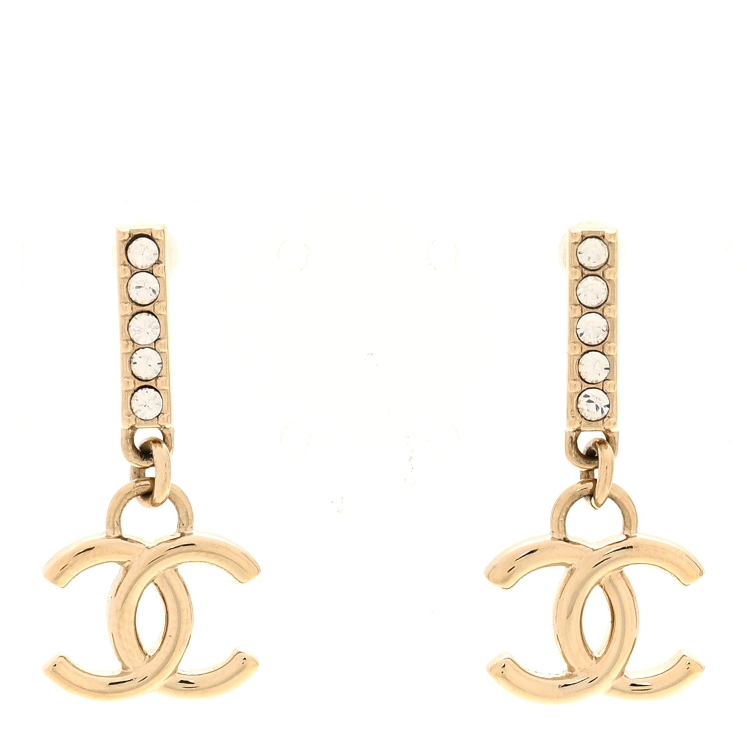 Chanel Crystal CC Drop Earrings Gold