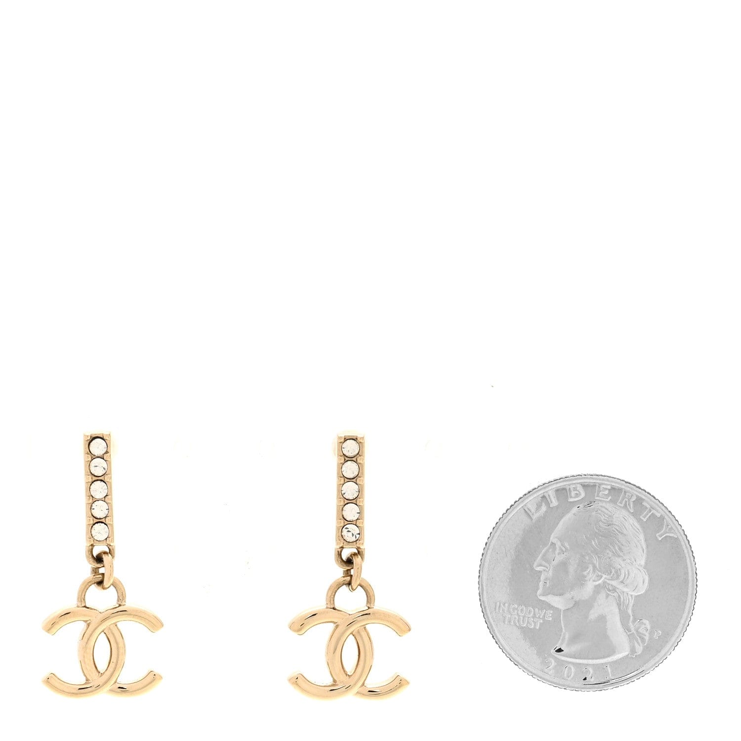 Chanel Crystal CC Drop Earrings Gold