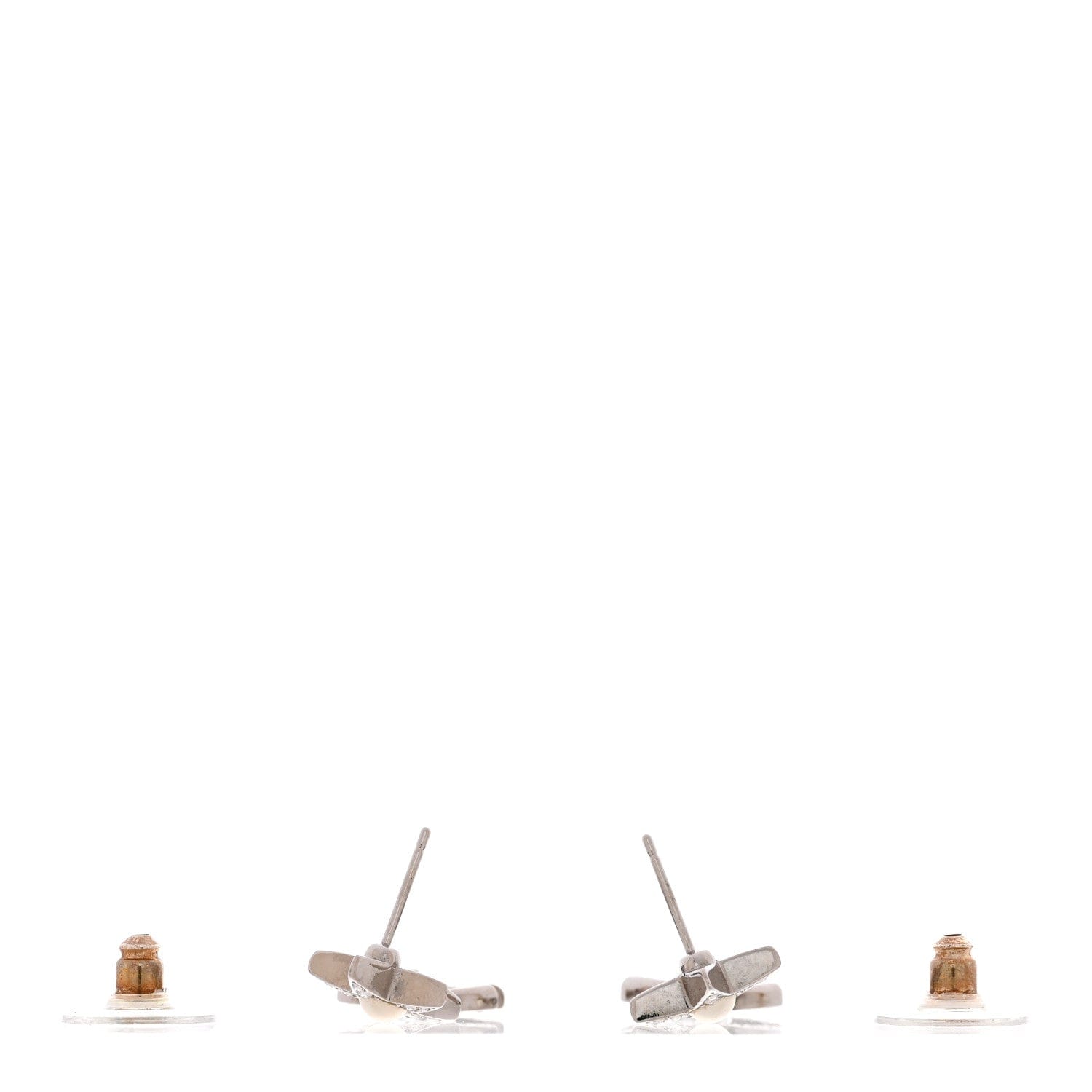 Chanel Crystal CC Pearl Star Drop Earrings Silver