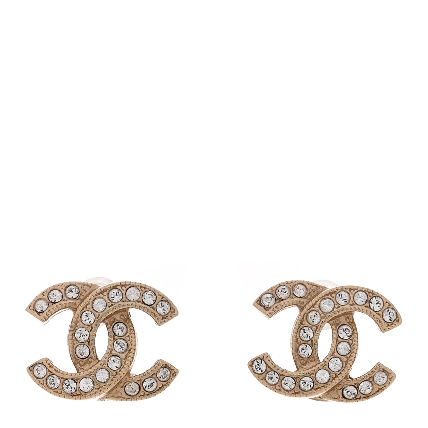 Chanel Crystal CC Earrings Gold