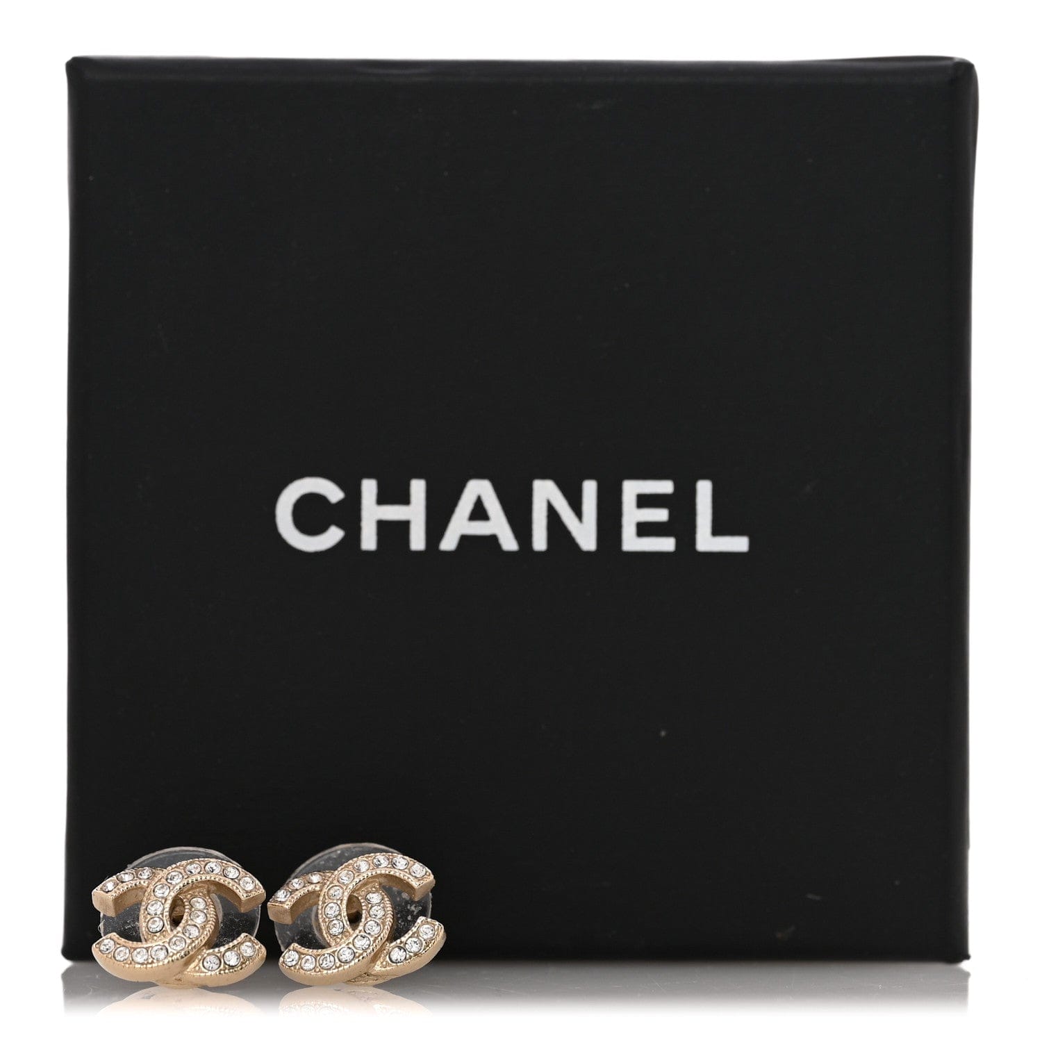 Chanel Crystal CC Earrings Gold