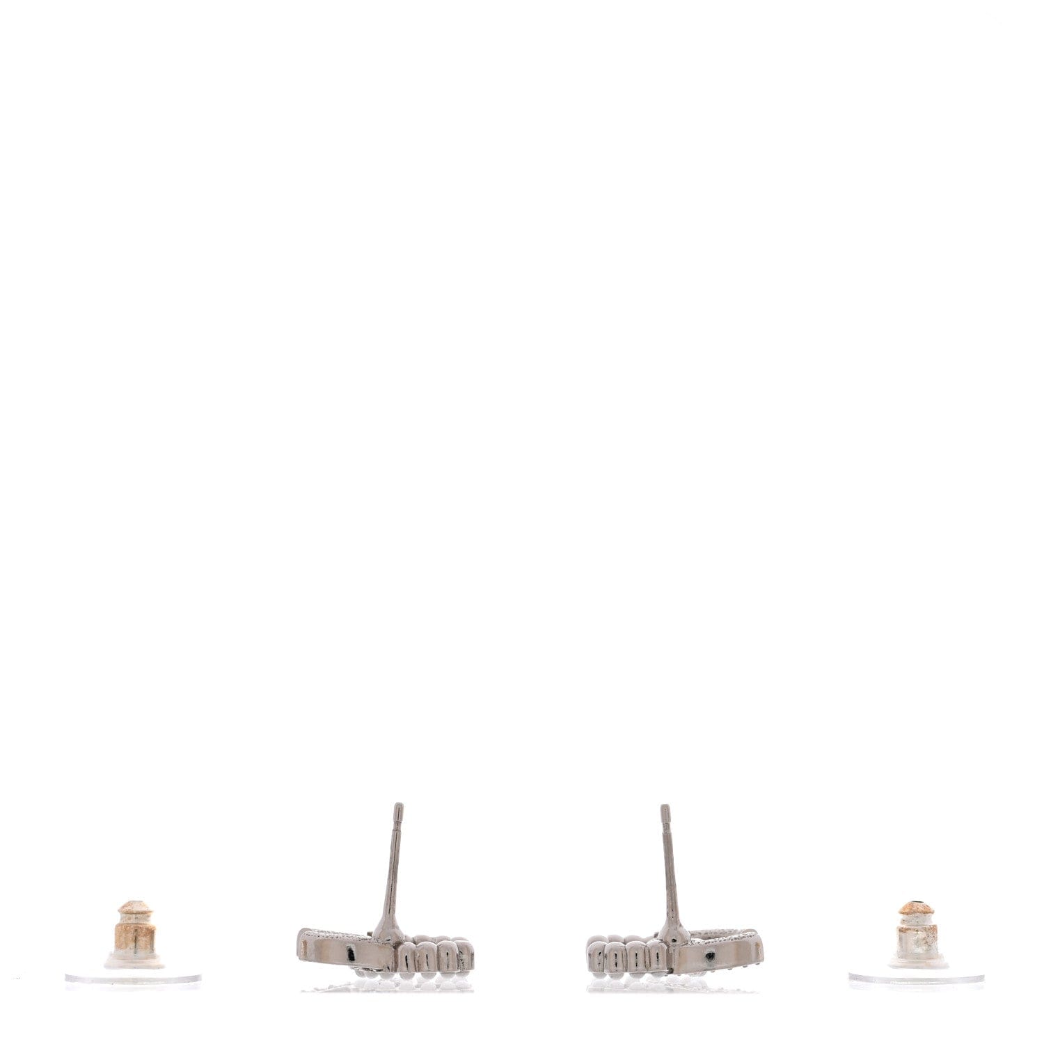 Chanel Crystal Pearl CC Earrings Silver