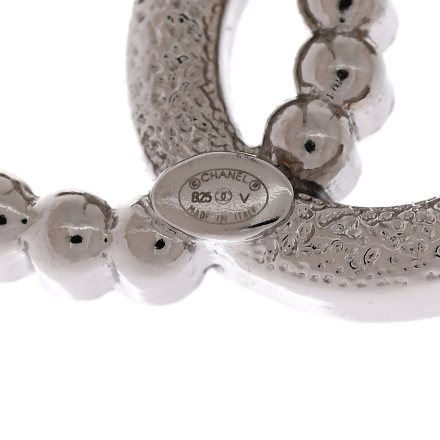 Chanel Crystal Pearl CC Earrings Silver