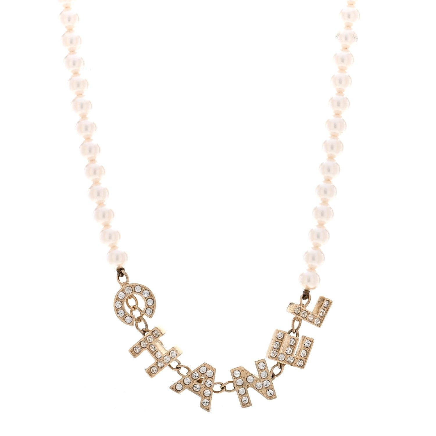 Chanel Pearl Crystal CC Logo Choker Necklace Gold