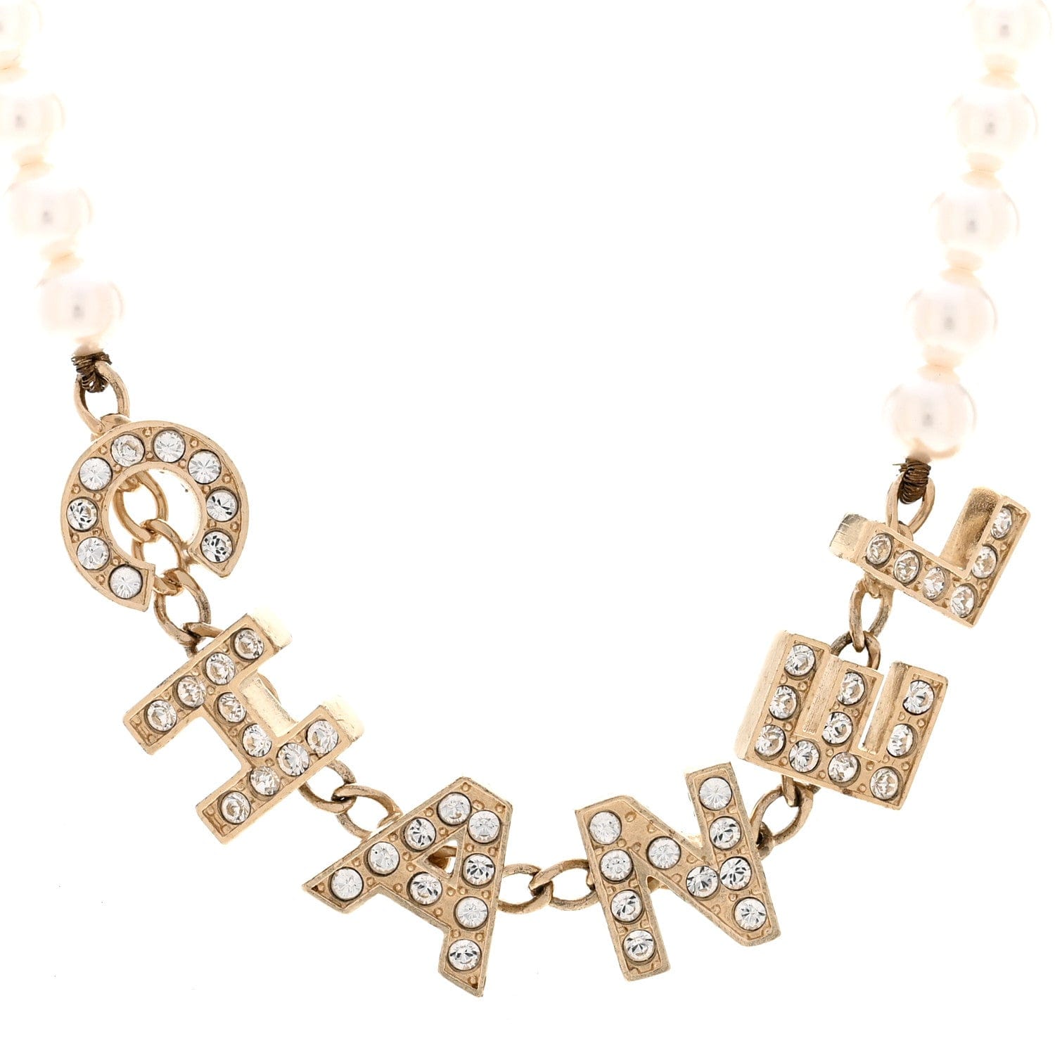Chanel Pearl Crystal CC Logo Choker Necklace Gold