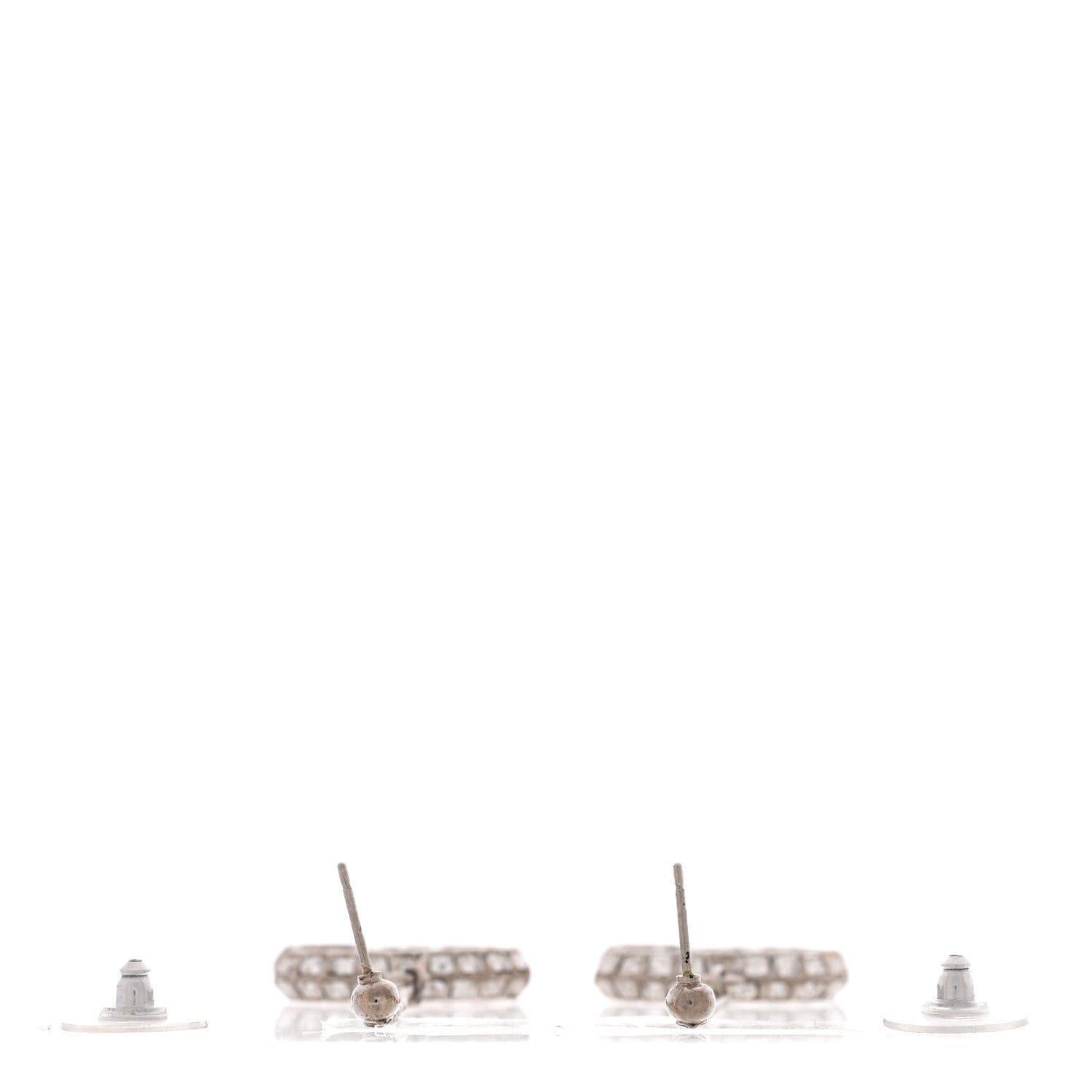 Chanel Baguette Crystal CC Drop Earrings Silver