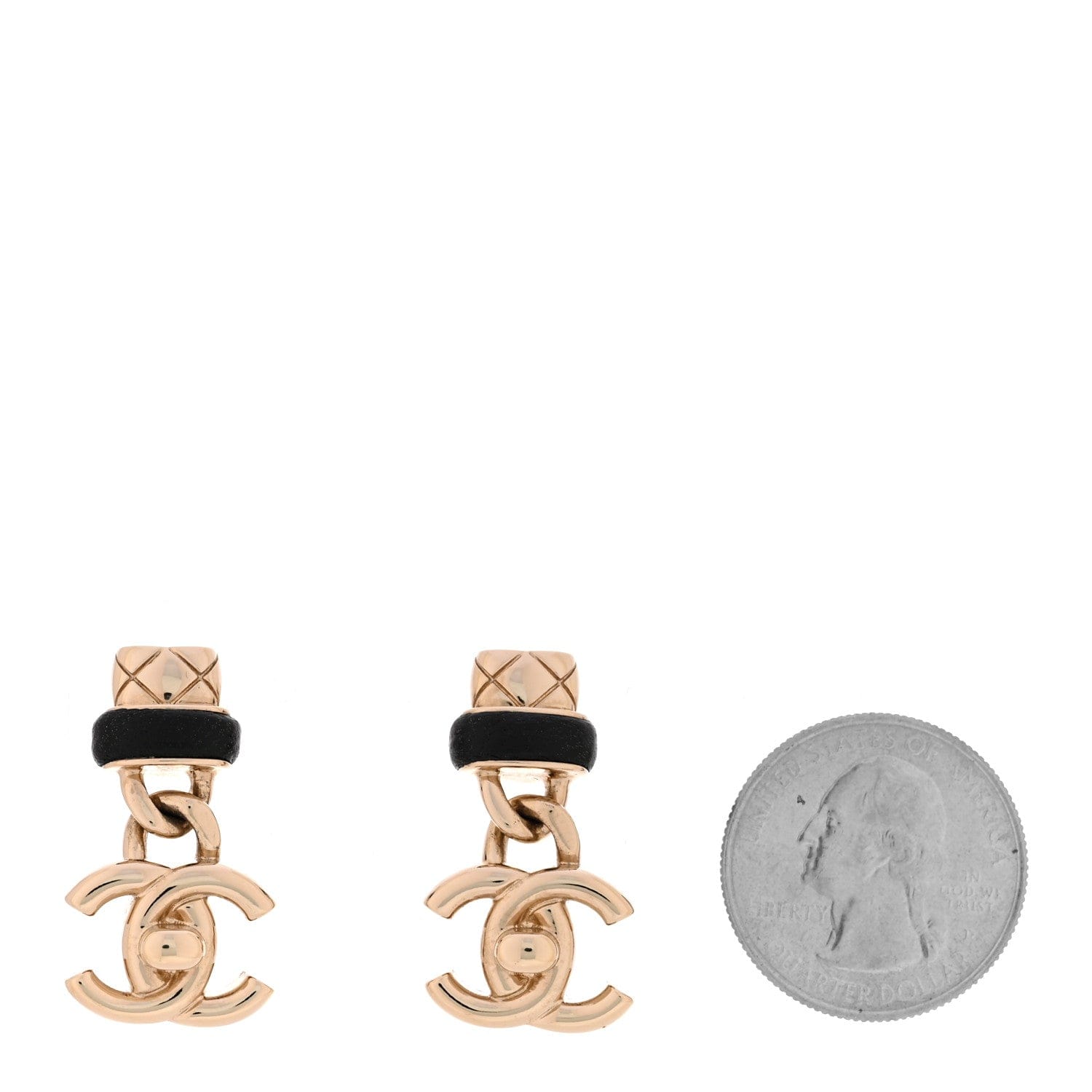Chanel Lambskin CC Turnlock Drop Earrings Gold Black