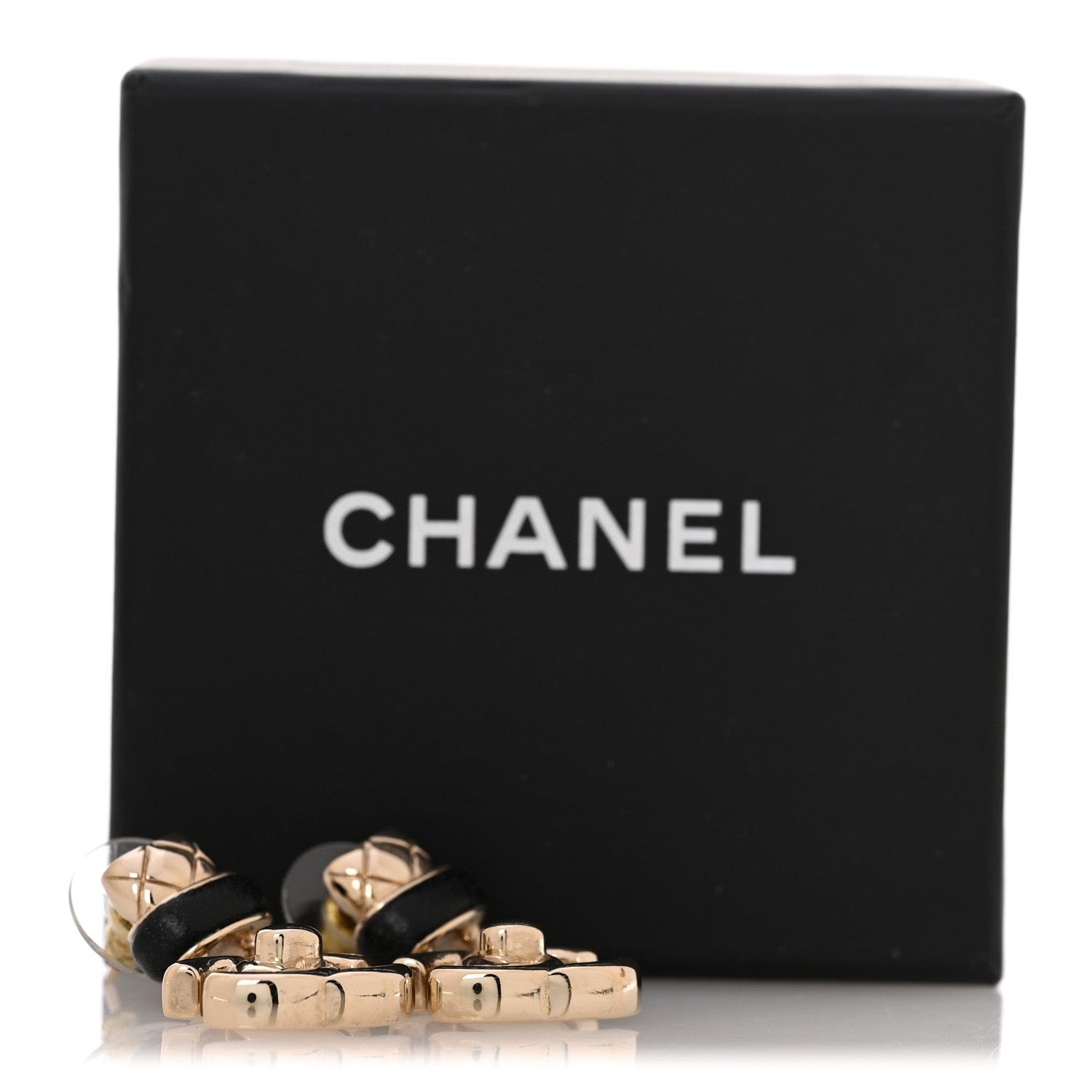 Chanel Lambskin CC Turnlock Drop Earrings Gold Black