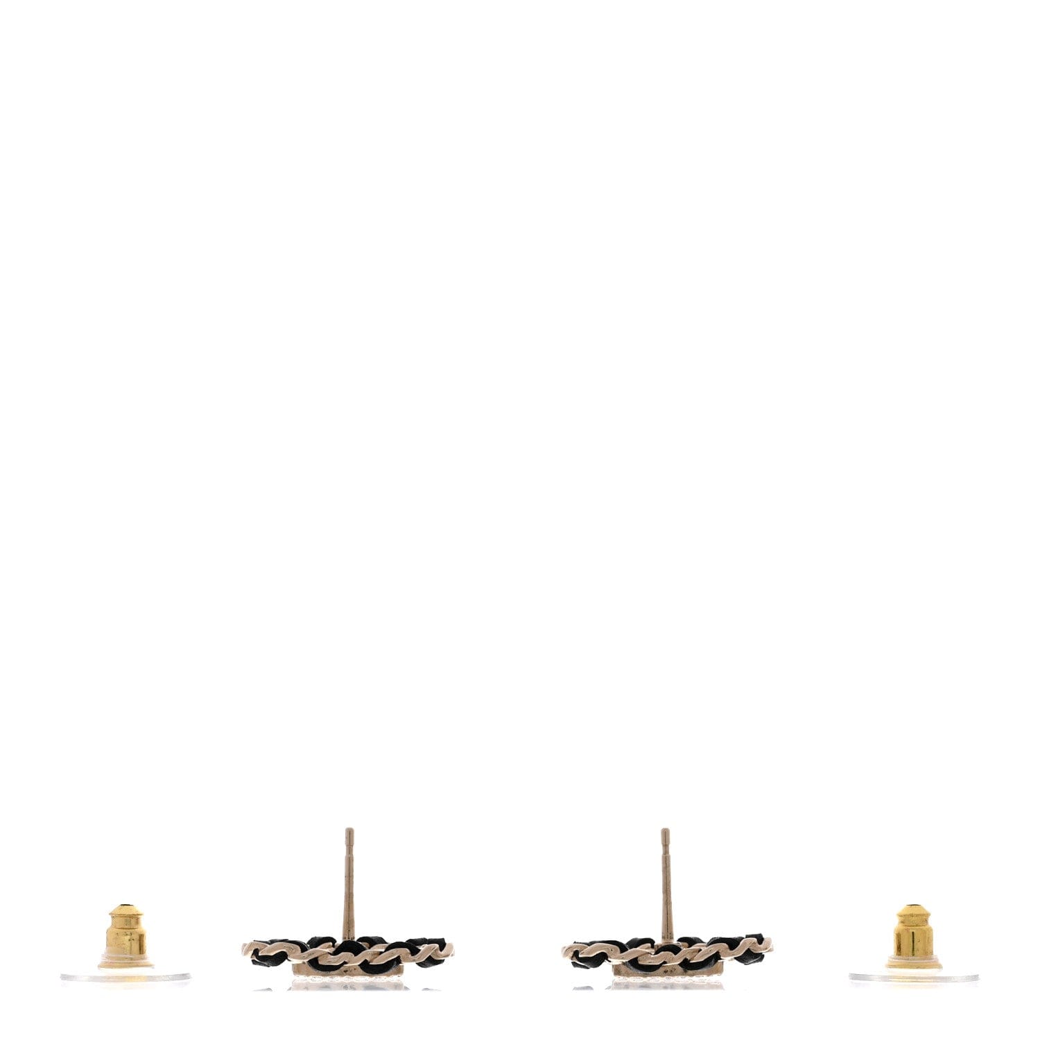 Chanel Crystal Lambskin Chain CC Heart Earrings Gold Black