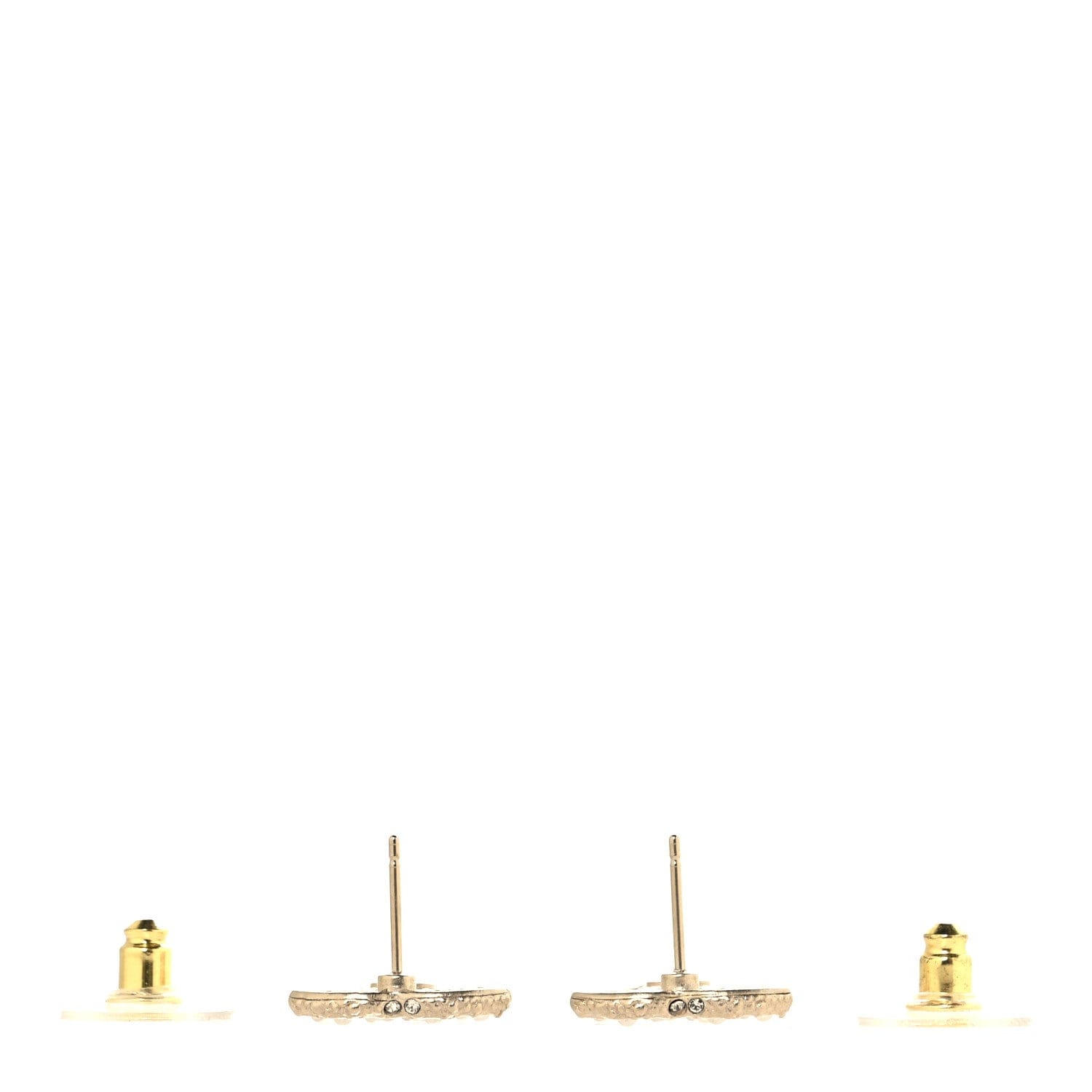 Chanel Metal Graduated Pearl Crystal CC Earrings Light Gold