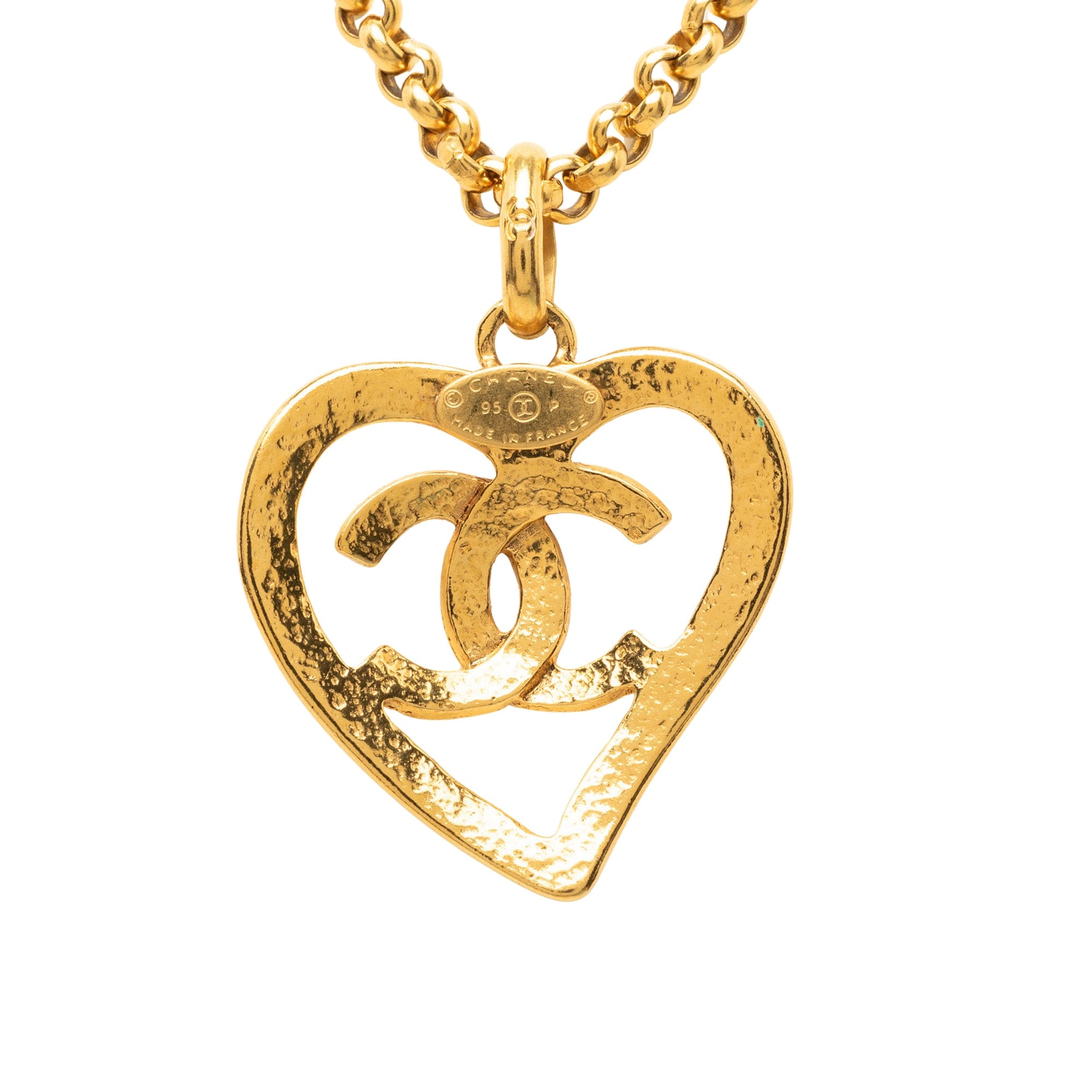 Chanel CC Gold Plated Heart Pendant Necklace