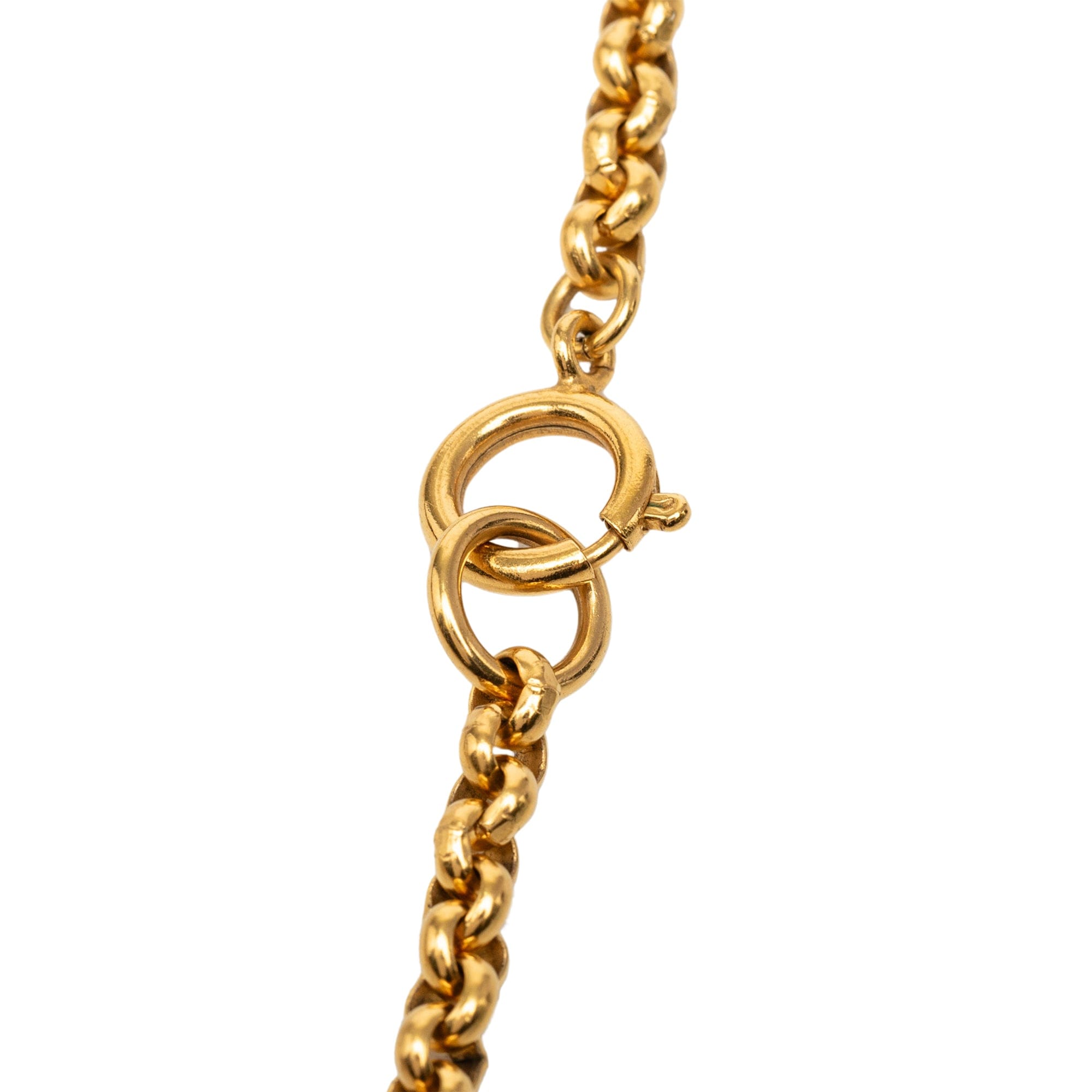 Chanel CC Gold Plated Heart Pendant Necklace