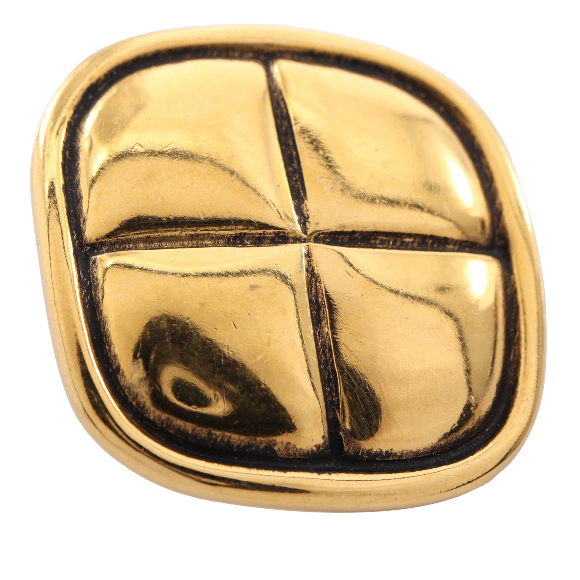 Chanel Gold Plated Quilted Rhombus Clip On Earrings